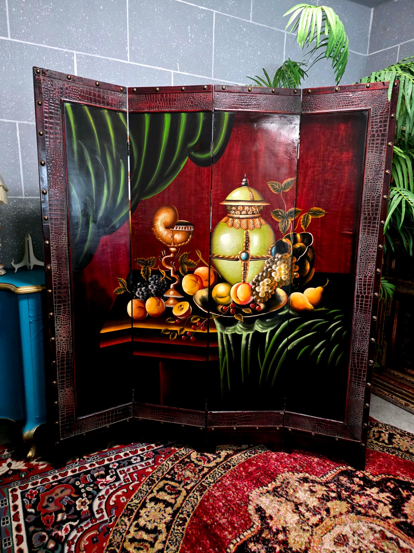 🌺🔱 Biombo / Separador de Ambientes Pintado a Mano – Obra de Arte Funcional 🖌️🎨