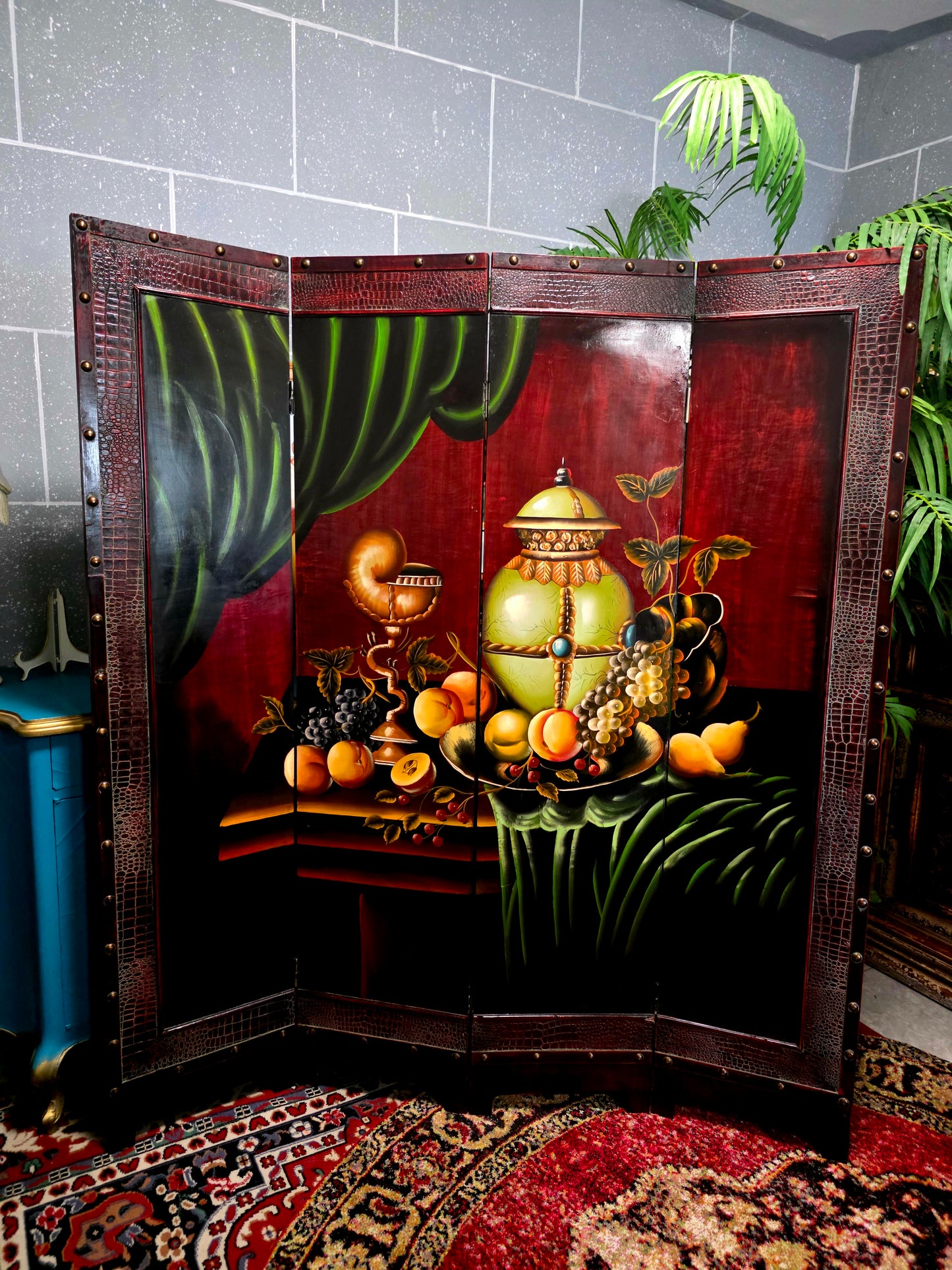 🌺🔱 Biombo / Separador de Ambientes Pintado a Mano – Obra de Arte Funcional 🖌️🎨