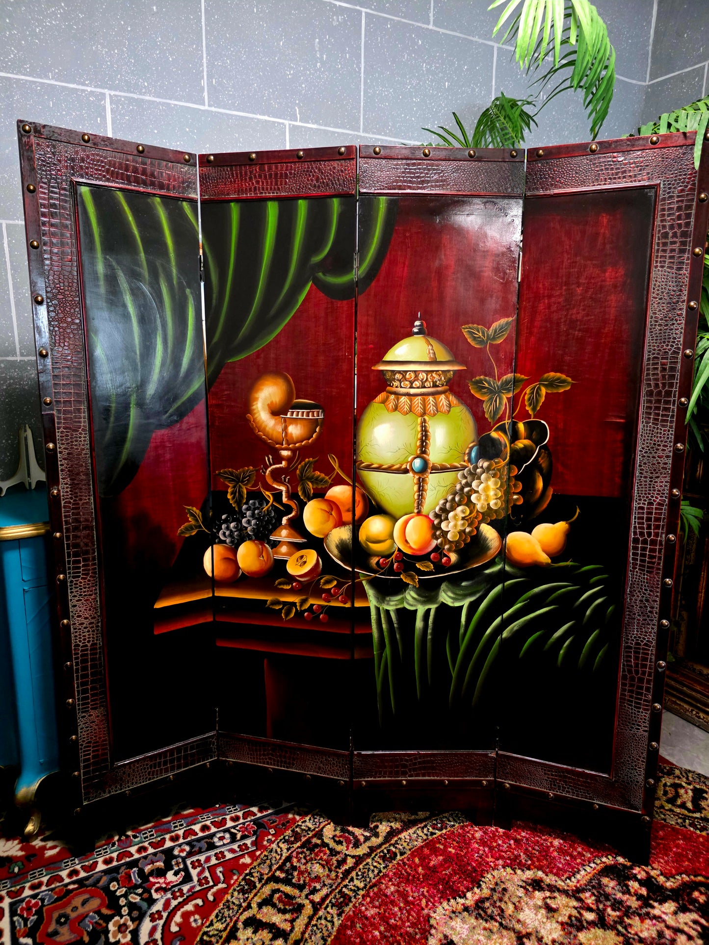 🌺🔱 Biombo / Separador de Ambientes Pintado a Mano – Obra de Arte Funcional 🖌️🎨