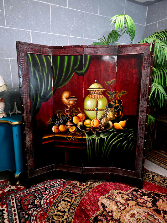 🌺🔱 Biombo / Separador de Ambientes Pintado a Mano – Obra de Arte Funcional 🖌️🎨