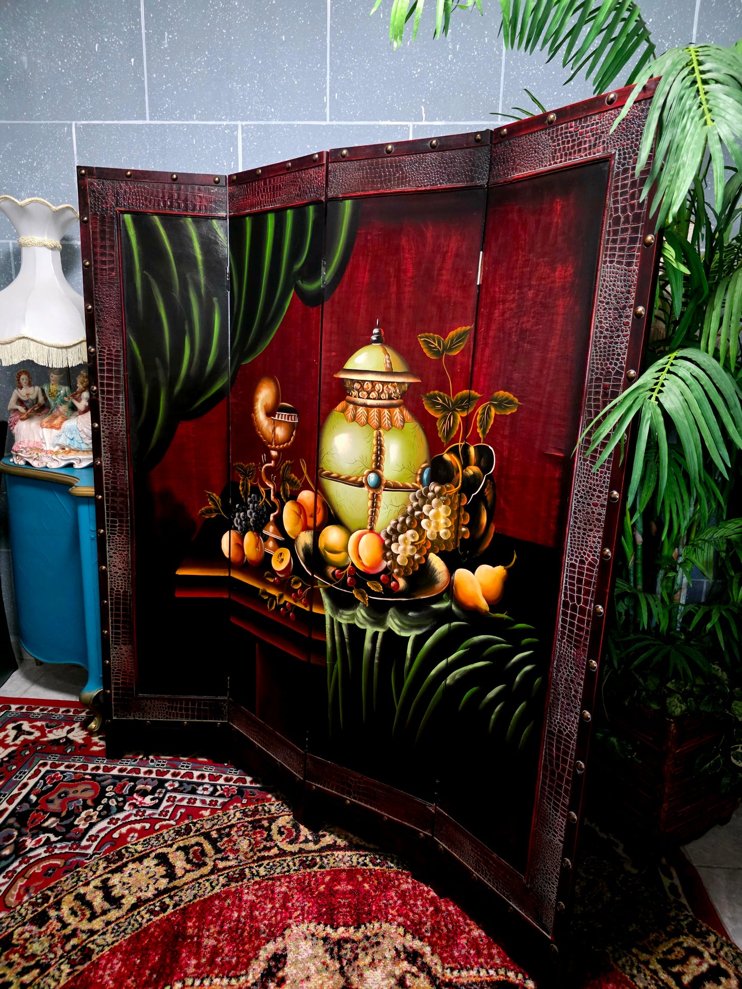 🌺🔱 Biombo / Separador de Ambientes Pintado a Mano – Obra de Arte Funcional 🖌️🎨