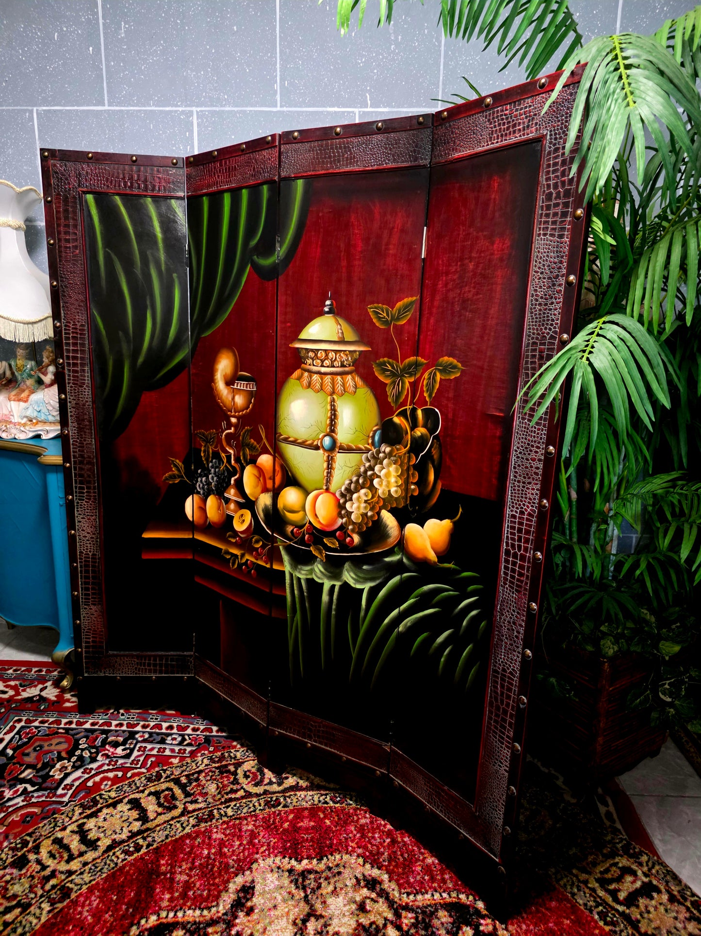 🌺🔱 Biombo / Separador de Ambientes Pintado a Mano – Obra de Arte Funcional 🖌️🎨