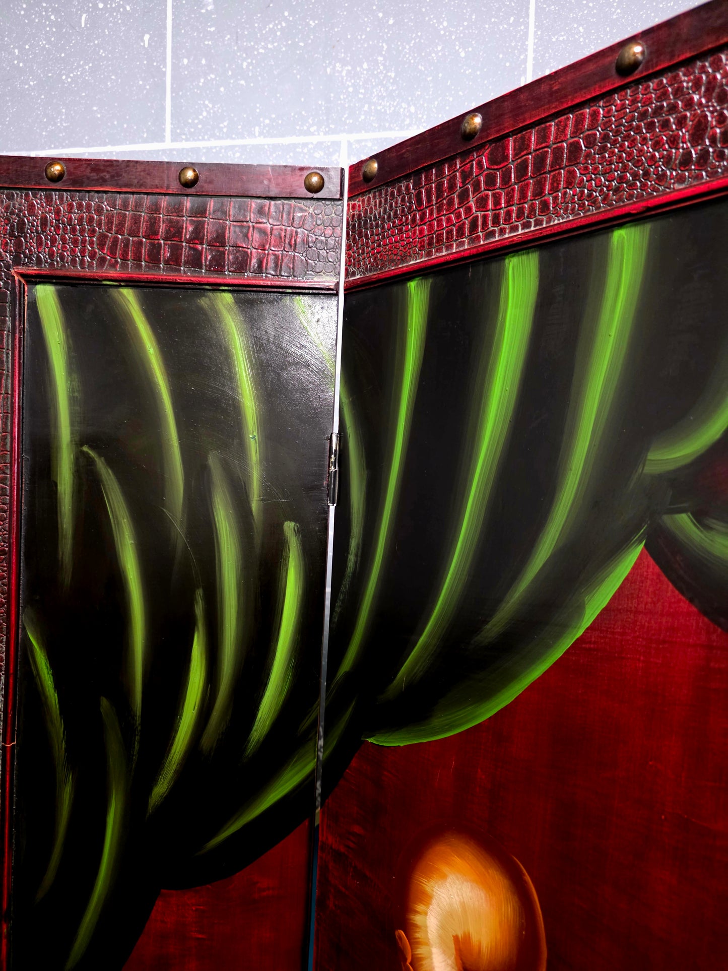 🌺🔱 Biombo / Separador de Ambientes Pintado a Mano – Obra de Arte Funcional 🖌️🎨