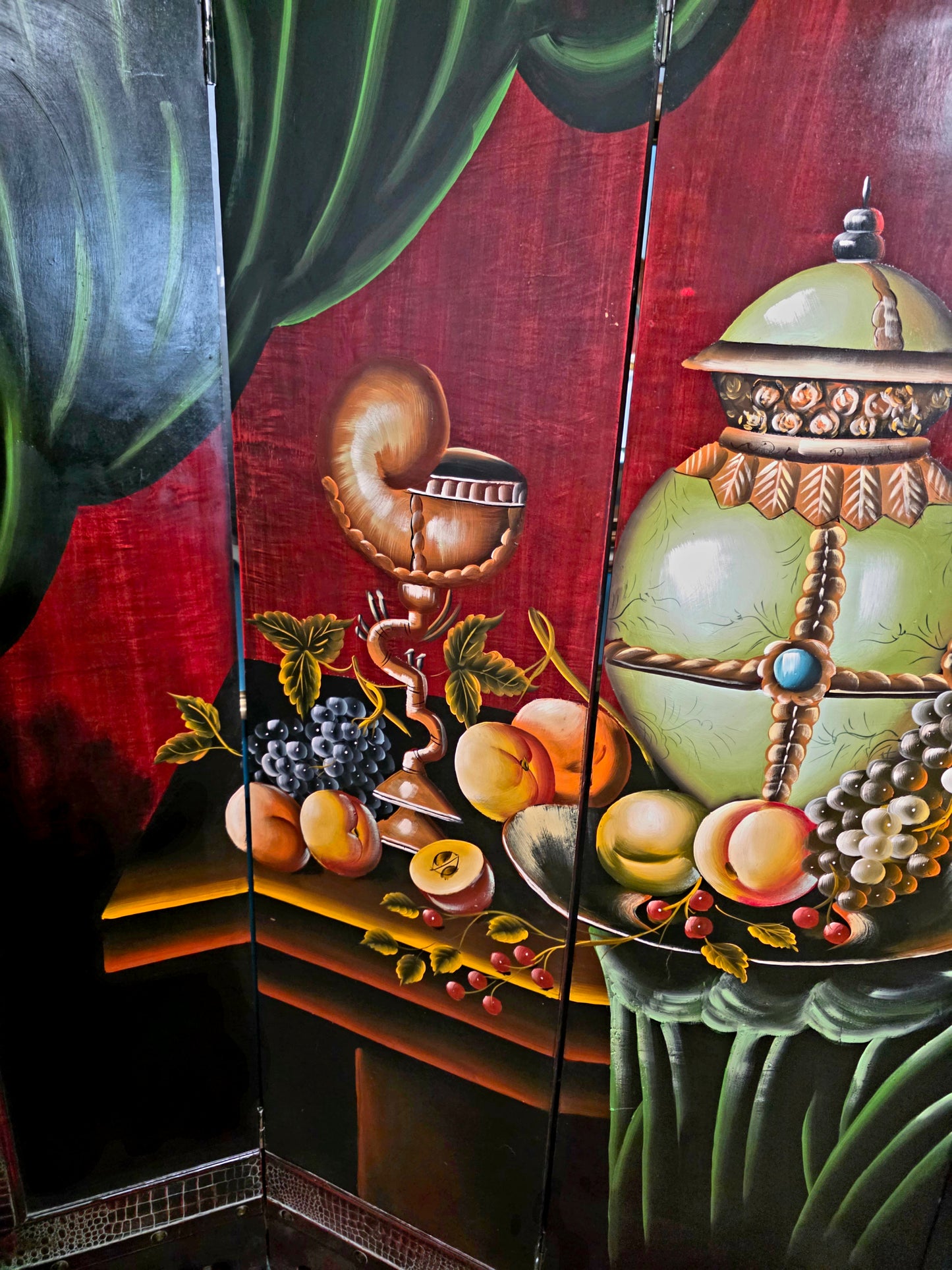 🌺🔱 Biombo / Separador de Ambientes Pintado a Mano – Obra de Arte Funcional 🖌️🎨