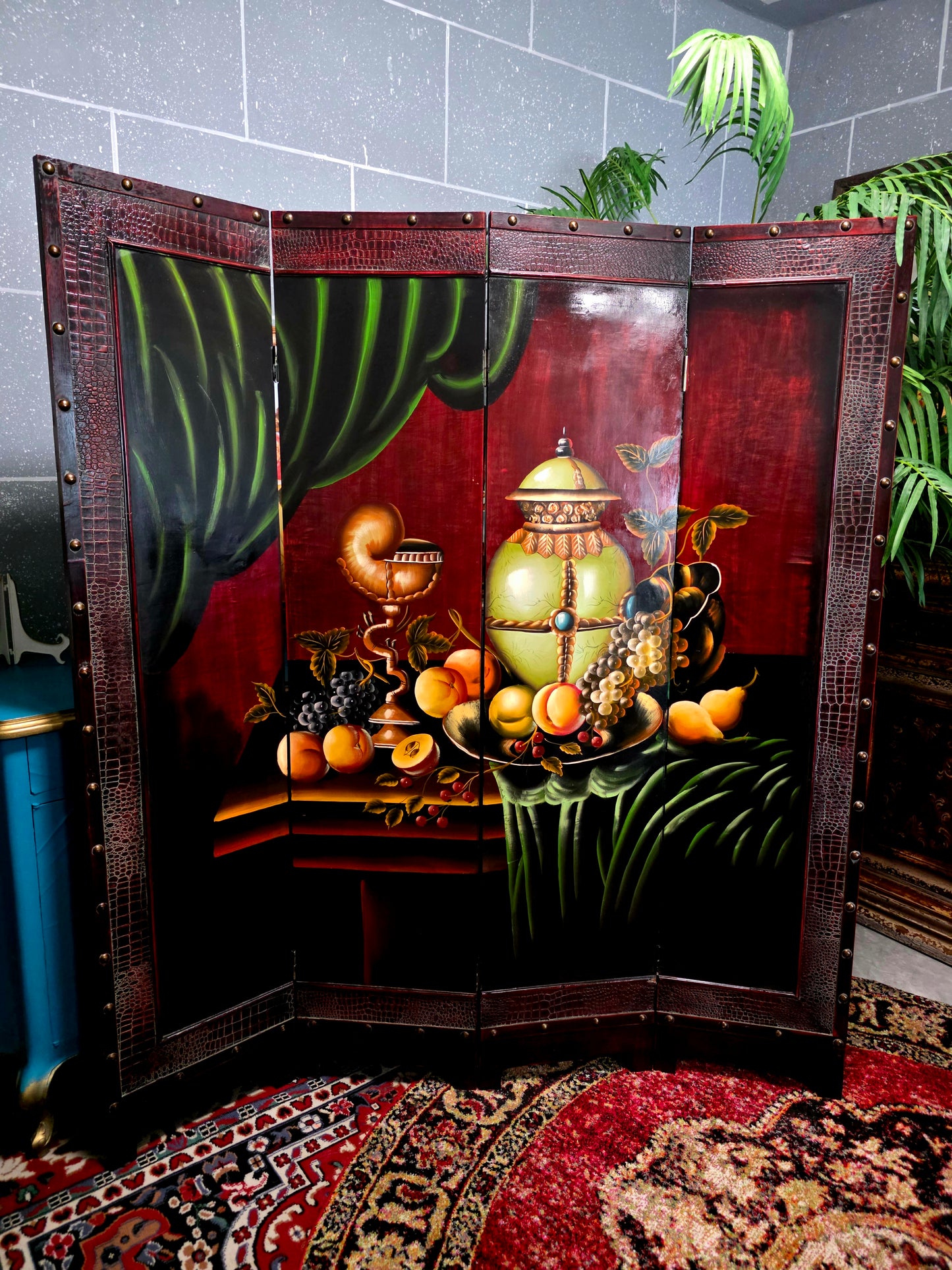 🌺🔱 Biombo / Separador de Ambientes Pintado a Mano – Obra de Arte Funcional 🖌️🎨