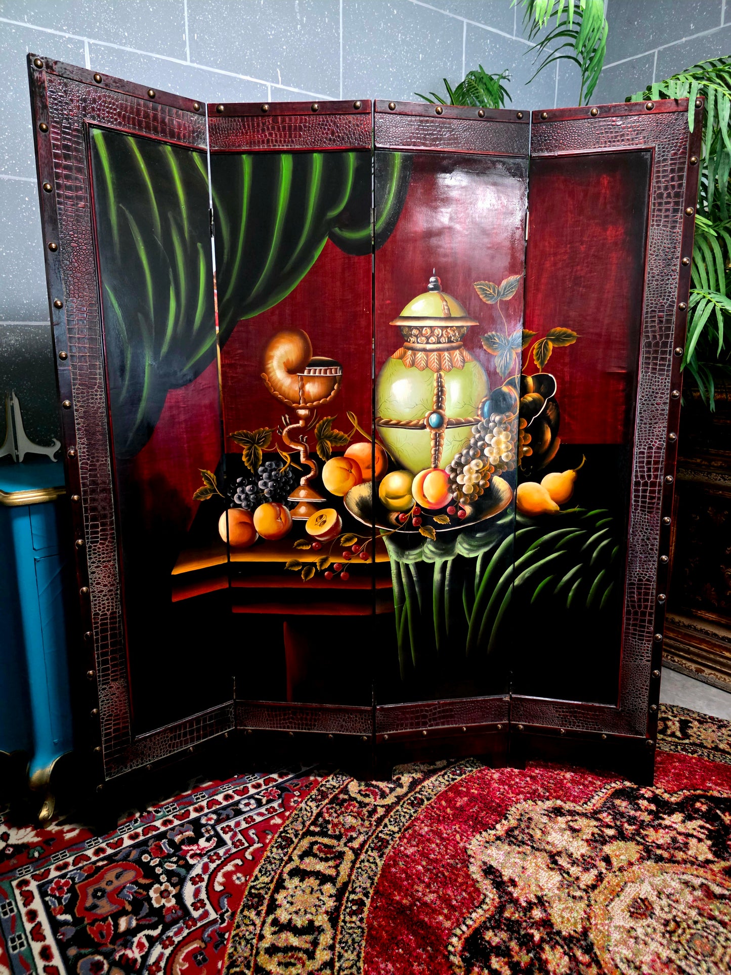 🌺🔱 Biombo / Separador de Ambientes Pintado a Mano – Obra de Arte Funcional 🖌️🎨