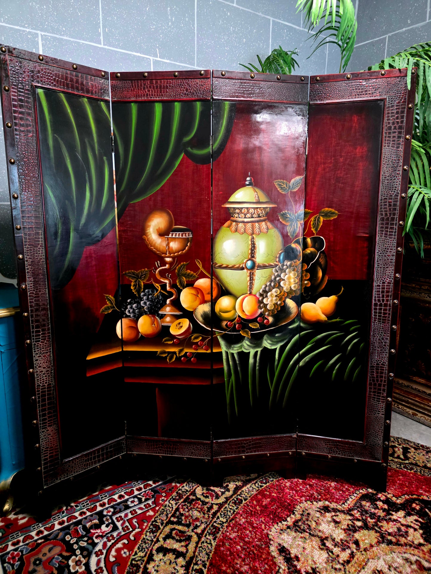 🌺🔱 Biombo / Separador de Ambientes Pintado a Mano – Obra de Arte Funcional 🖌️🎨