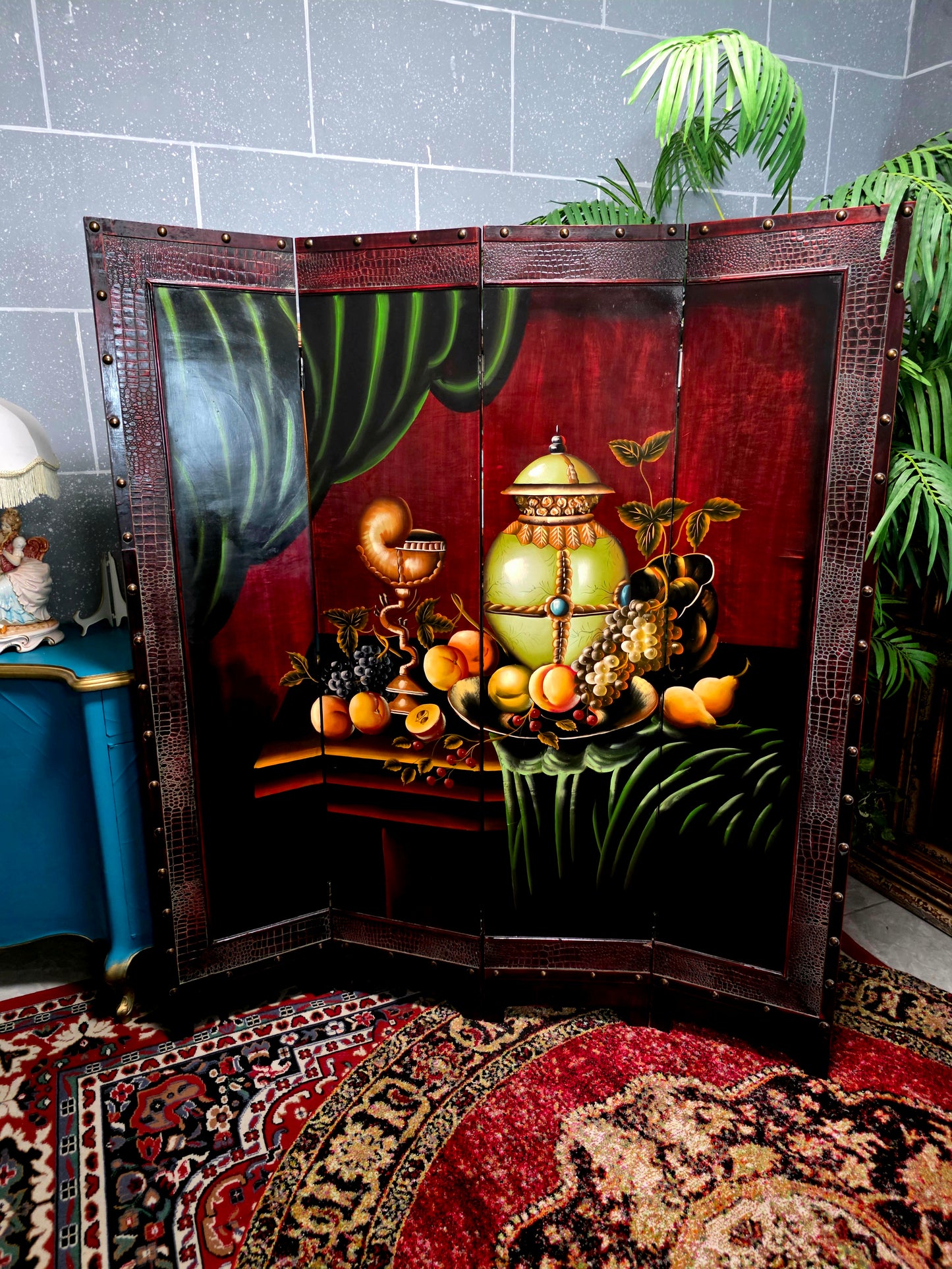 🌺🔱 Biombo / Separador de Ambientes Pintado a Mano – Obra de Arte Funcional 🖌️🎨