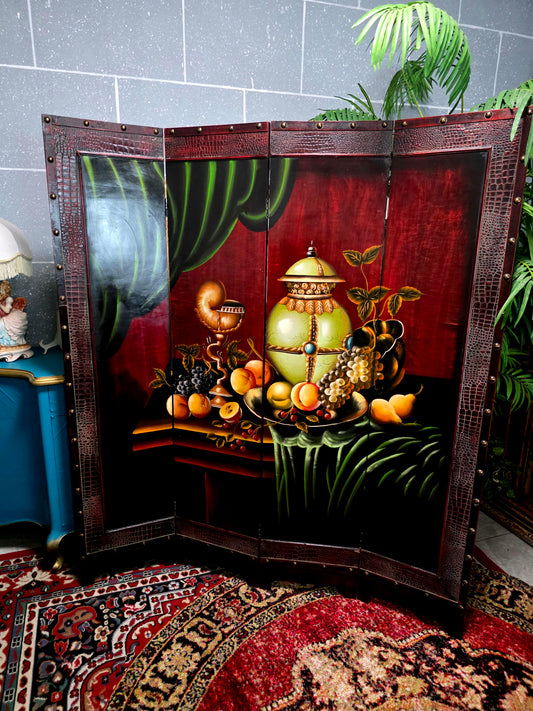 🌺🔱 Biombo / Separador de Ambientes Pintado a Mano – Obra de Arte Funcional 🖌️🎨