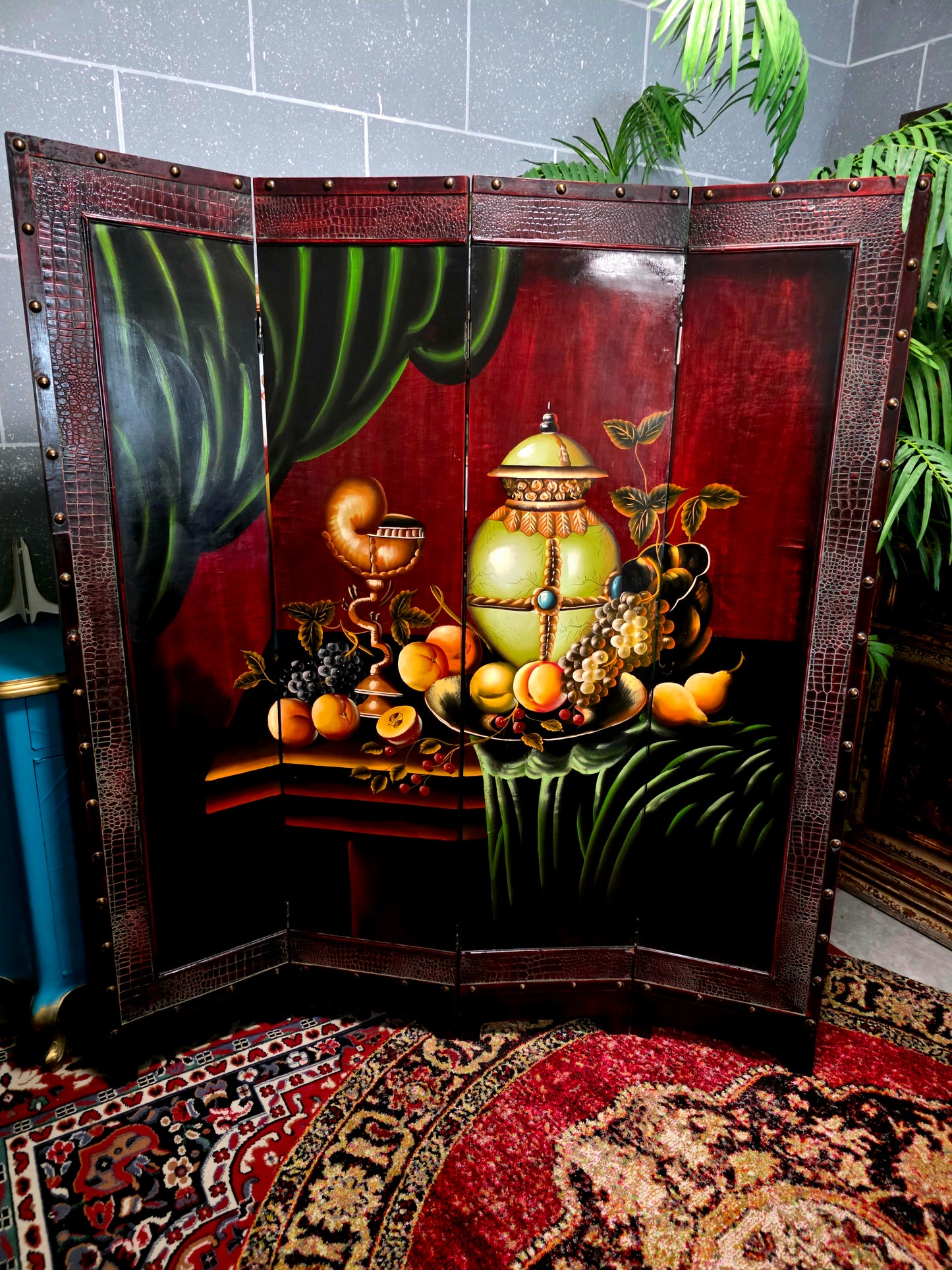 🌺🔱 Biombo / Separador de Ambientes Pintado a Mano – Obra de Arte Funcional 🖌️🎨