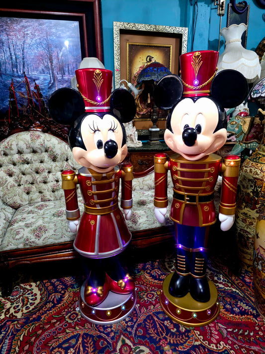 🎄❄️🎄 ✨ Par de Cascanueces Disney: Mickey y Minnie en versión festiva monumental 🎄❄️🎅