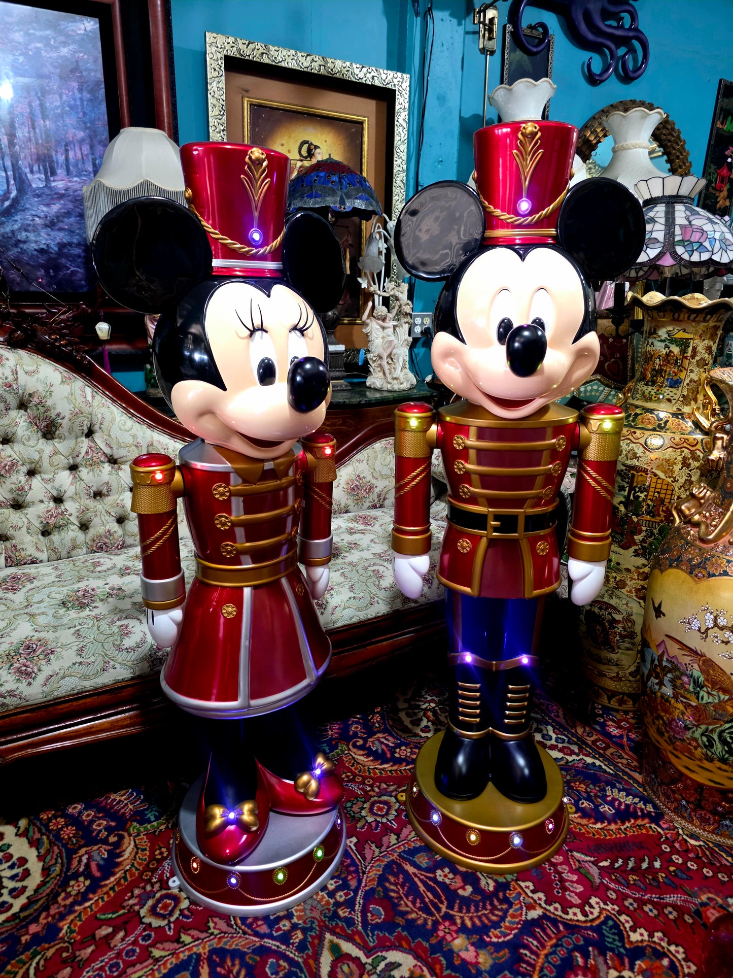 🎄❄️🎄 ✨ Par de Cascanueces Disney: Mickey y Minnie en versión festiva monumental 🎄❄️🎅