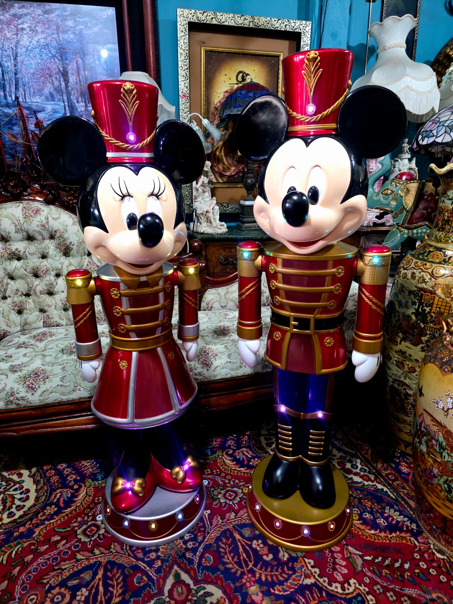 🎄❄️🎄 ✨ Par de Cascanueces Disney: Mickey y Minnie en versión festiva monumental 🎄❄️🎅