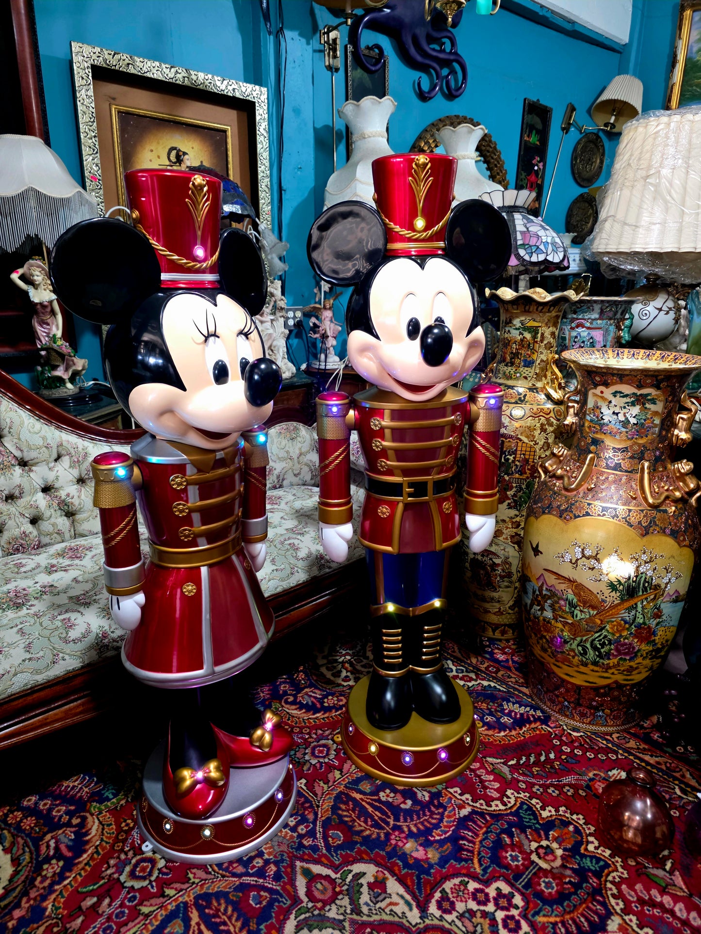 🎄❄️🎄 ✨ Par de Cascanueces Disney: Mickey y Minnie en versión festiva monumental 🎄❄️🎅