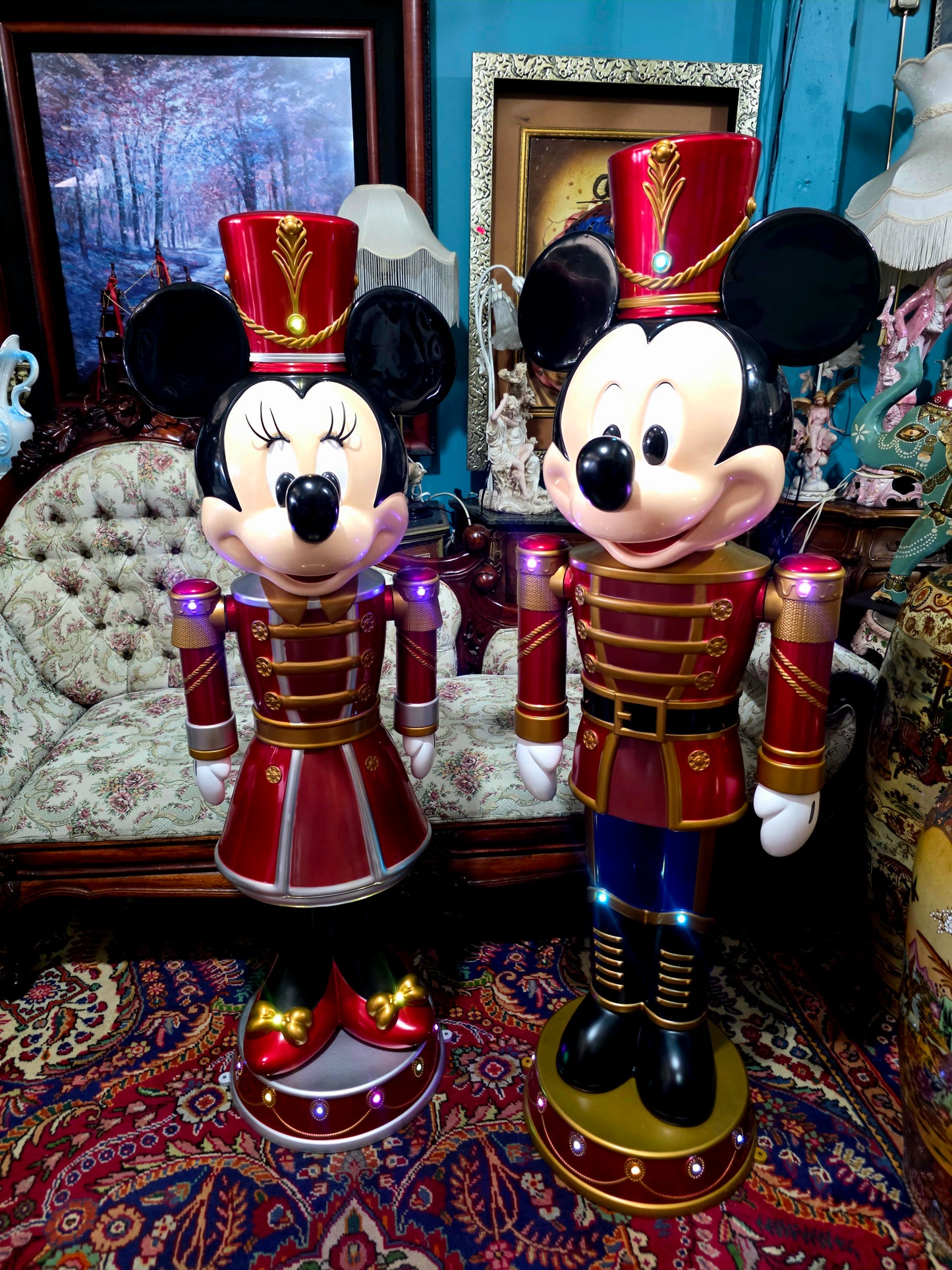 🎄❄️🎄 ✨ Par de Cascanueces Disney: Mickey y Minnie en versión festiva monumental 🎄❄️🎅