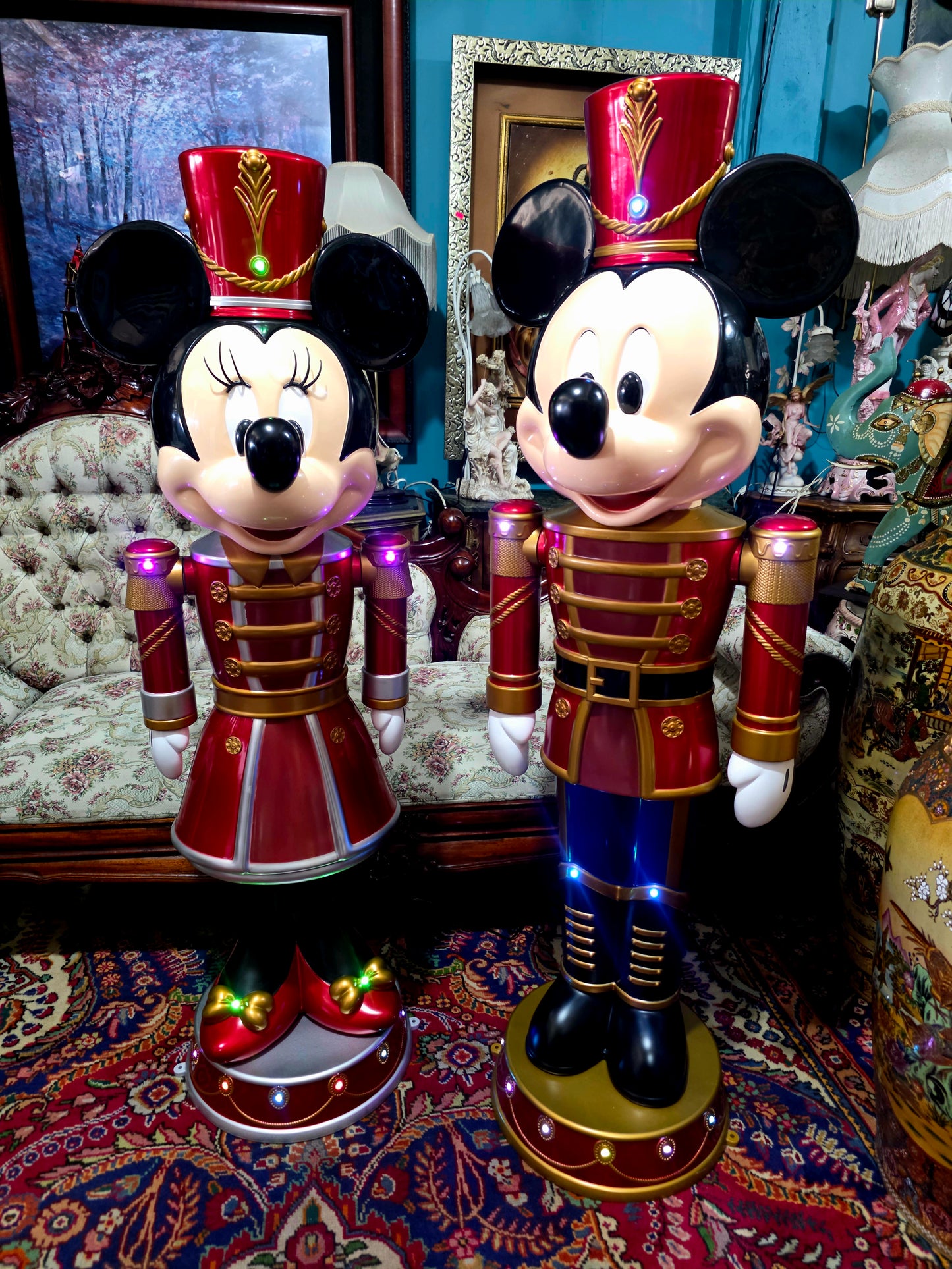 🎄❄️🎄 ✨ Par de Cascanueces Disney: Mickey y Minnie en versión festiva monumental 🎄❄️🎅