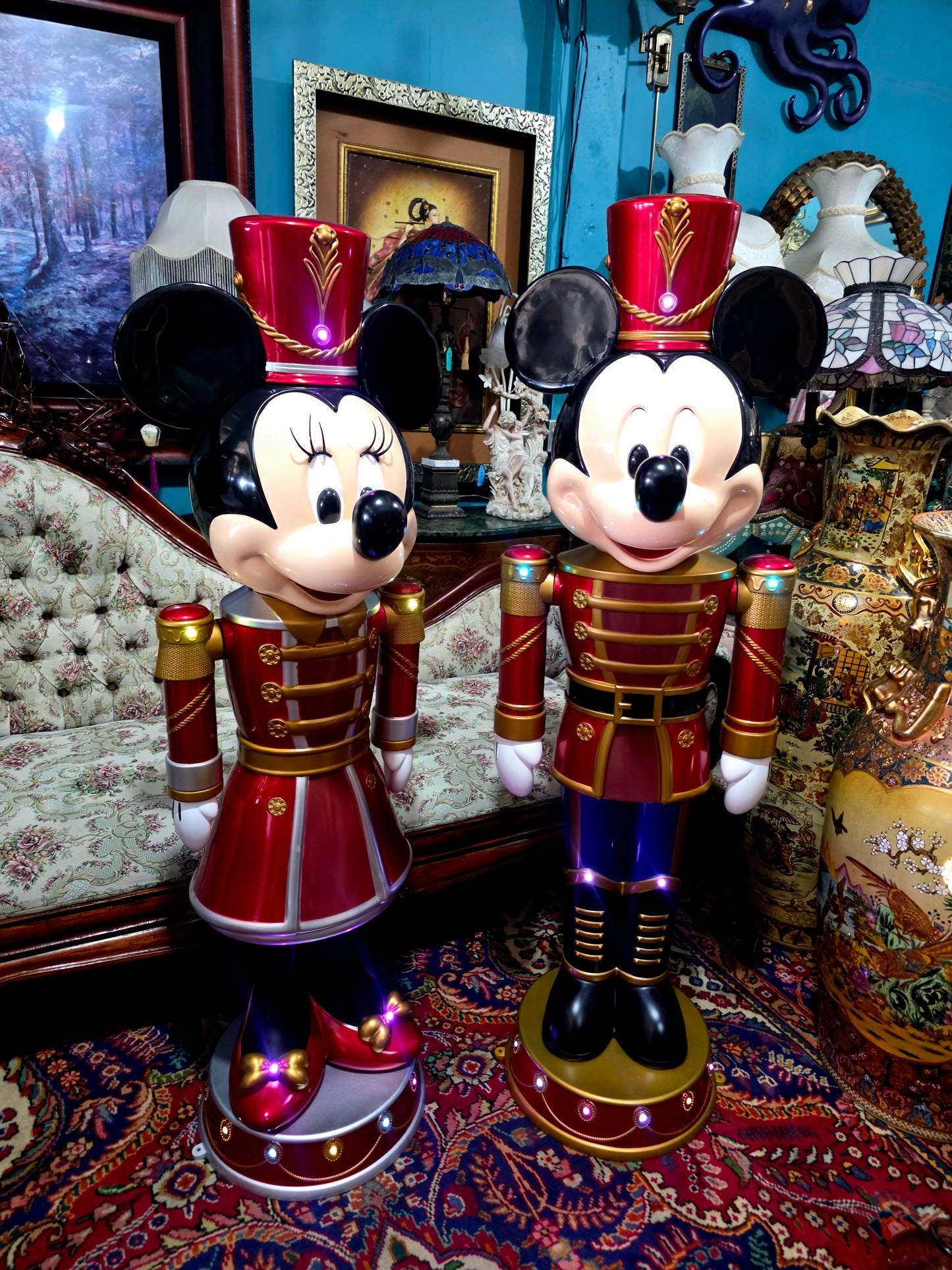 🎄❄️🎄 ✨ Par de Cascanueces Disney: Mickey y Minnie en versión festiva monumental 🎄❄️🎅
