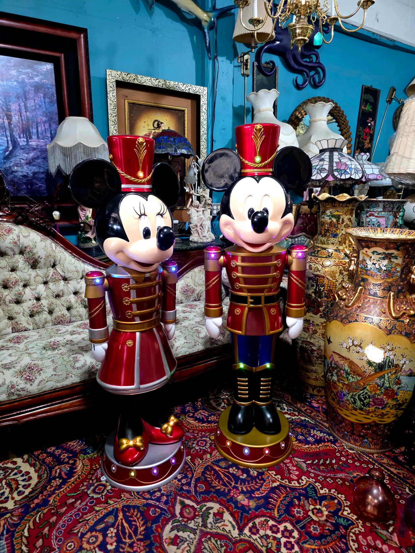 🎄❄️🎄 ✨ Par de Cascanueces Disney: Mickey y Minnie en versión festiva monumental 🎄❄️🎅