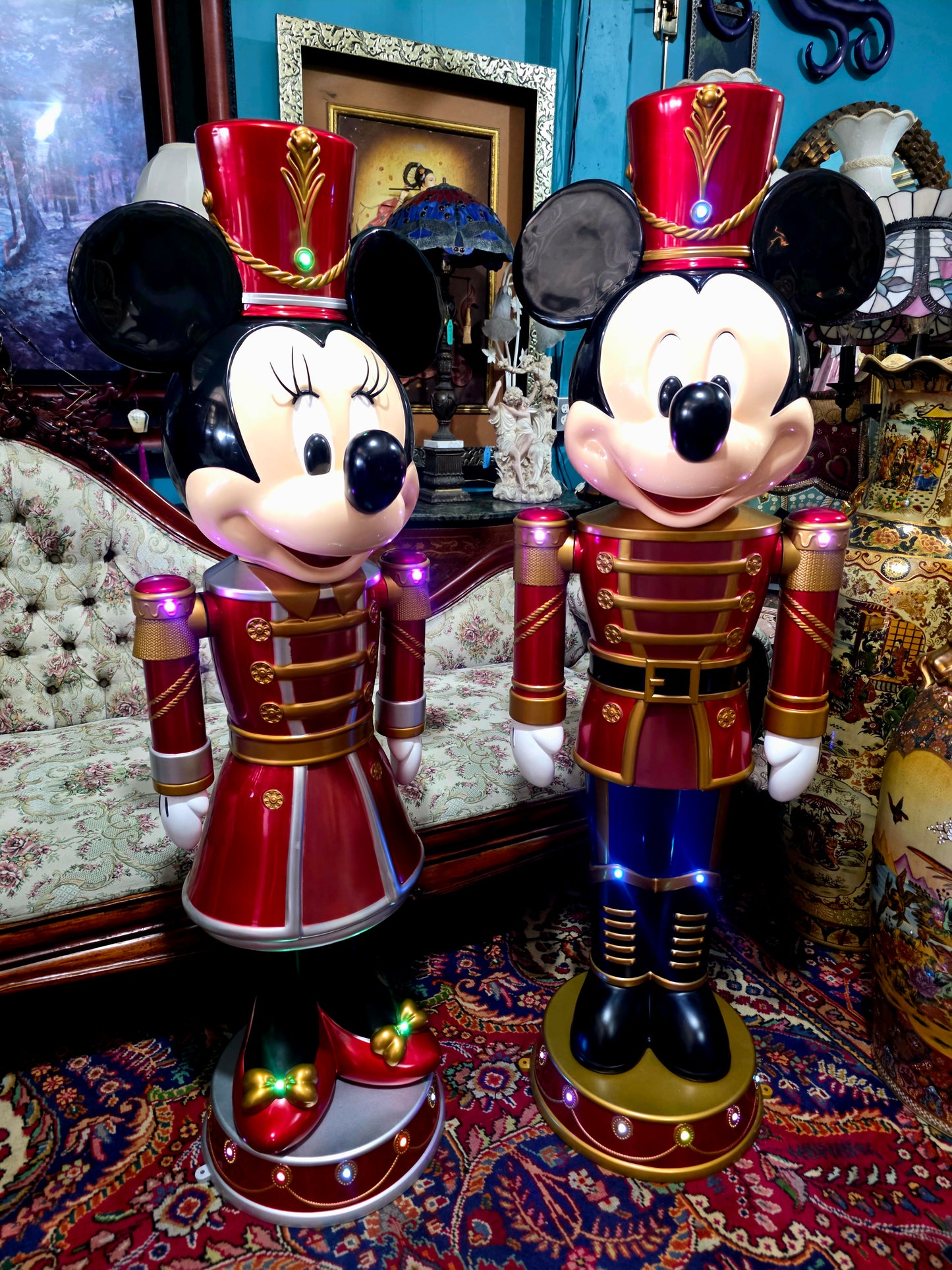 🎄❄️🎄 ✨ Par de Cascanueces Disney: Mickey y Minnie en versión festiva monumental 🎄❄️🎅