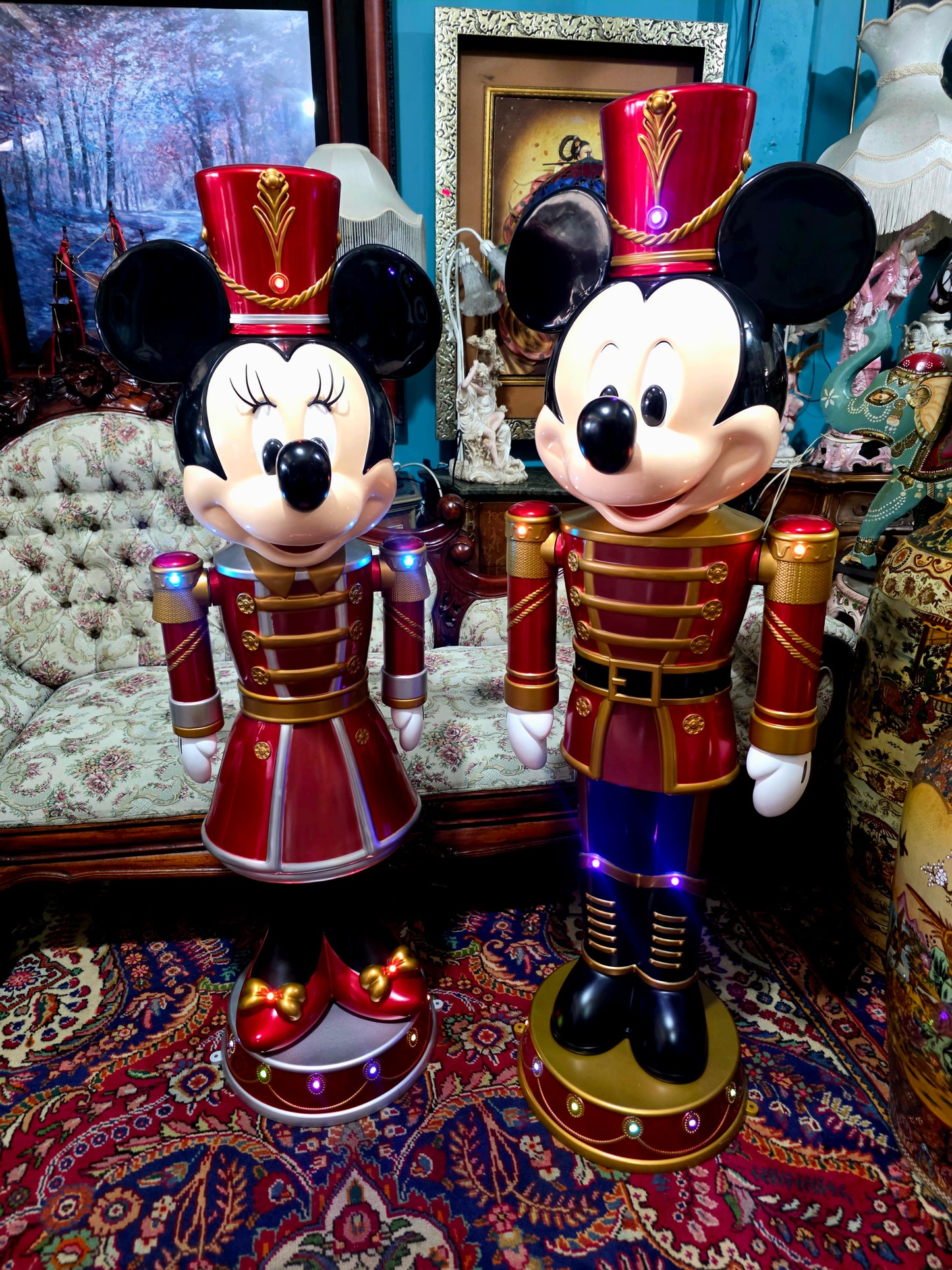🎄❄️🎄 ✨ Par de Cascanueces Disney: Mickey y Minnie en versión festiva monumental 🎄❄️🎅