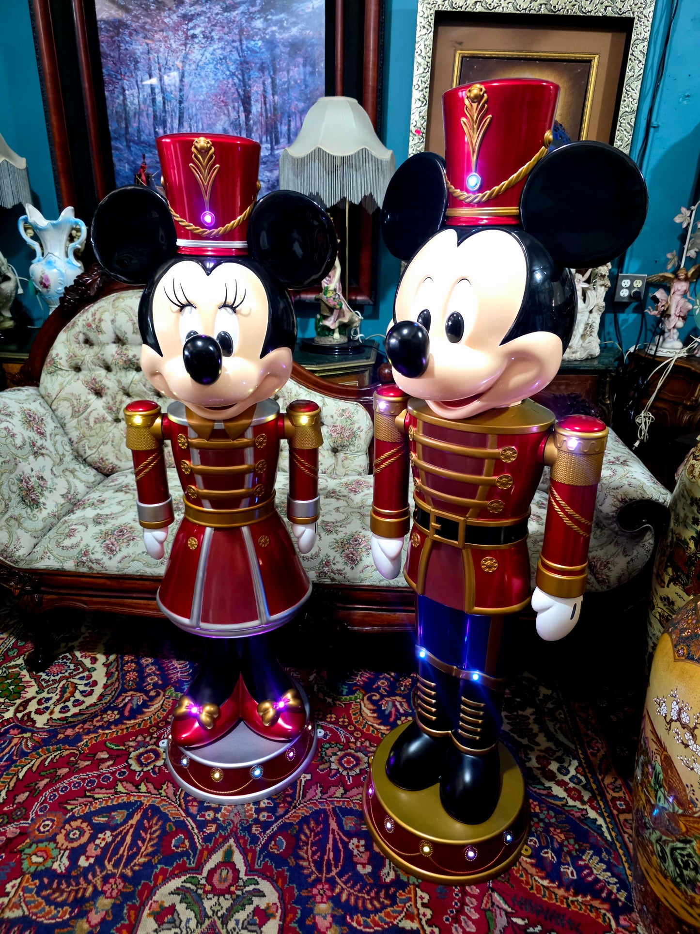 🎄❄️🎄 ✨ Par de Cascanueces Disney: Mickey y Minnie en versión festiva monumental 🎄❄️🎅