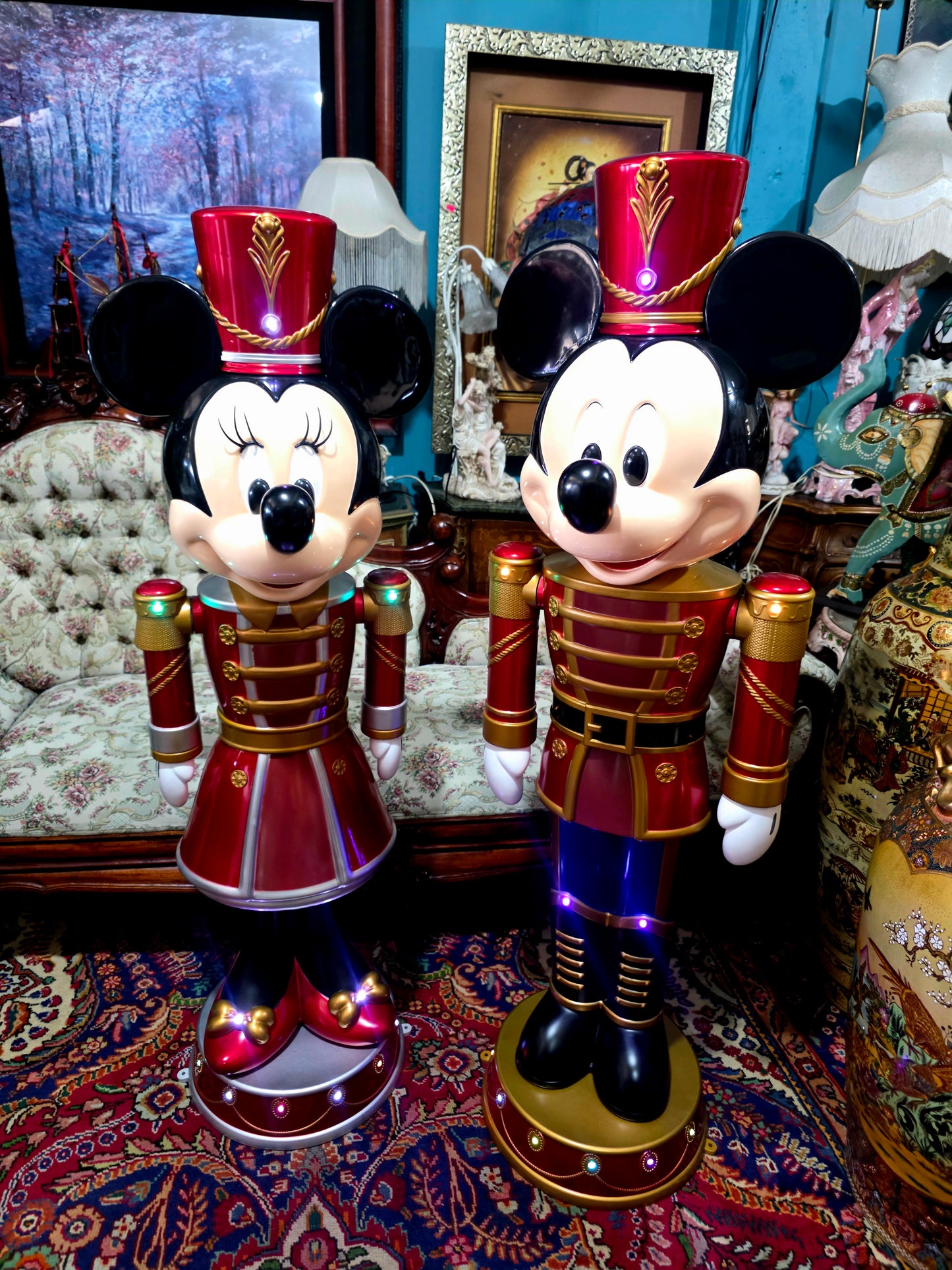 🎄❄️🎄 ✨ Par de Cascanueces Disney: Mickey y Minnie en versión festiva monumental 🎄❄️🎅
