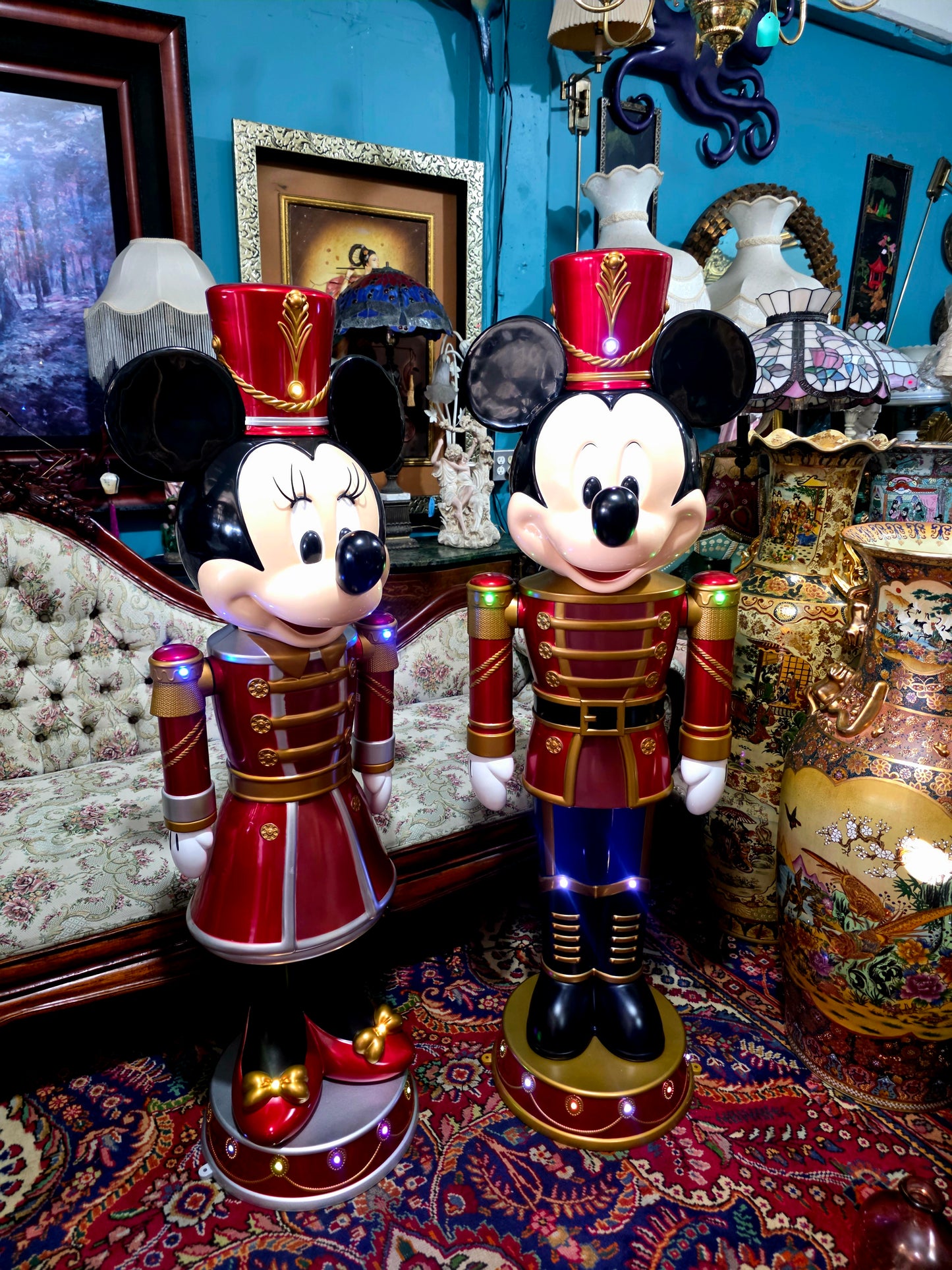 🎄❄️🎄 ✨ Par de Cascanueces Disney: Mickey y Minnie en versión festiva monumental 🎄❄️🎅