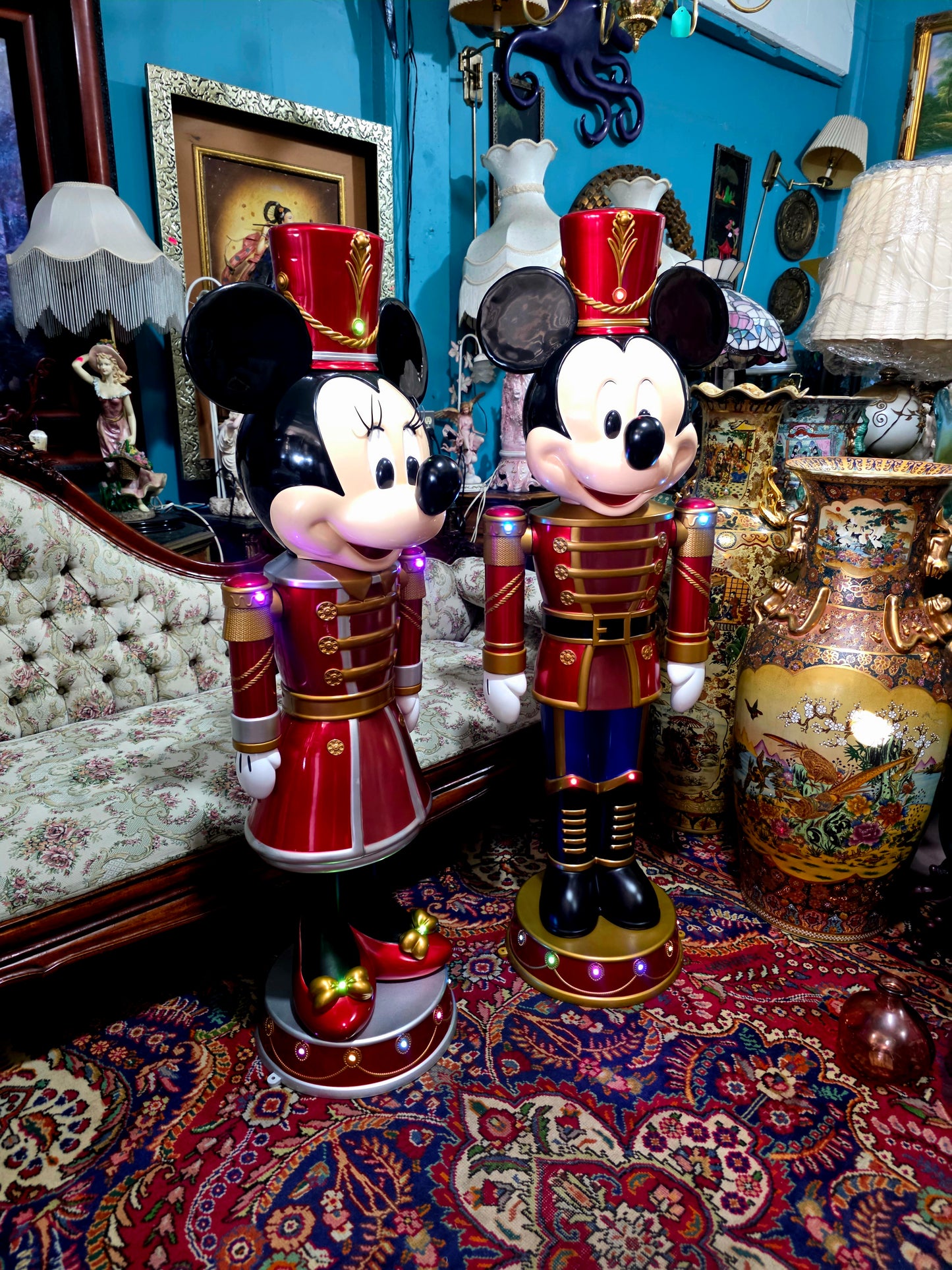 🎄❄️🎄 ✨ Par de Cascanueces Disney: Mickey y Minnie en versión festiva monumental 🎄❄️🎅