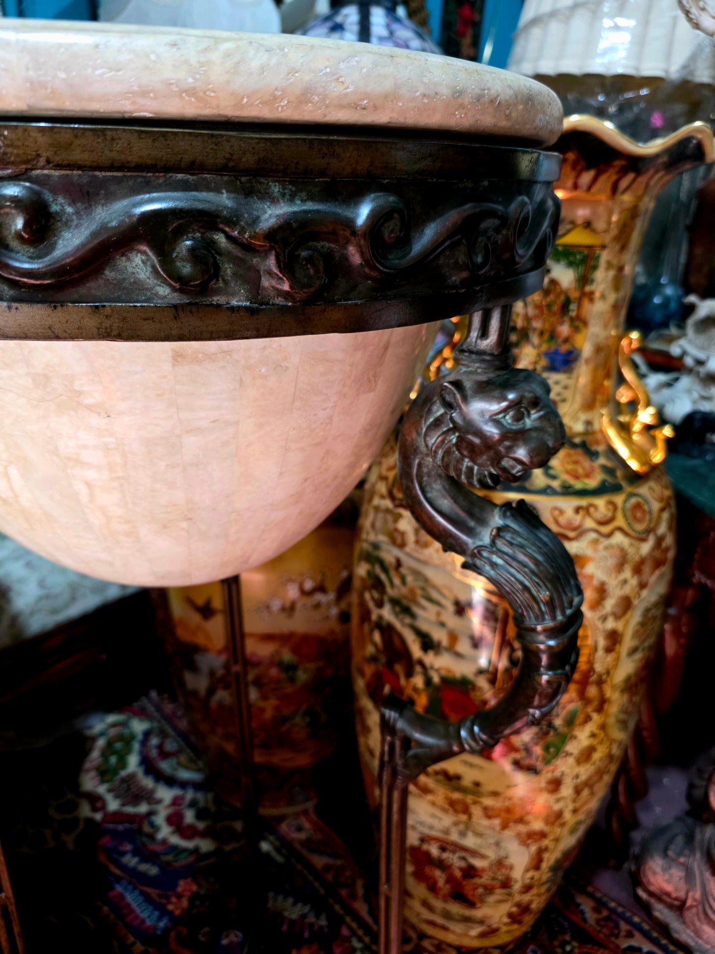 🎉Pedestal de bronce y alabastro de lujo🎉