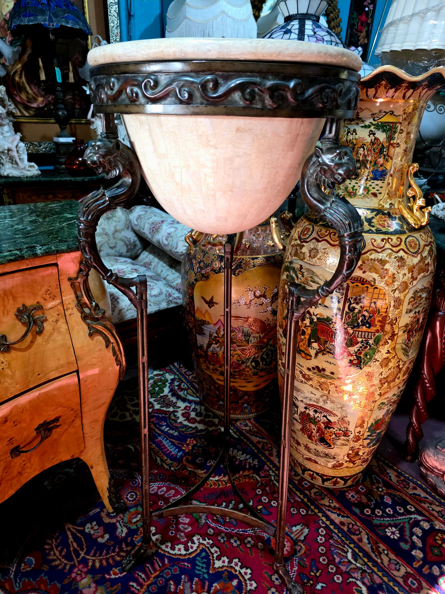 🎉Pedestal de bronce y alabastro de lujo🎉