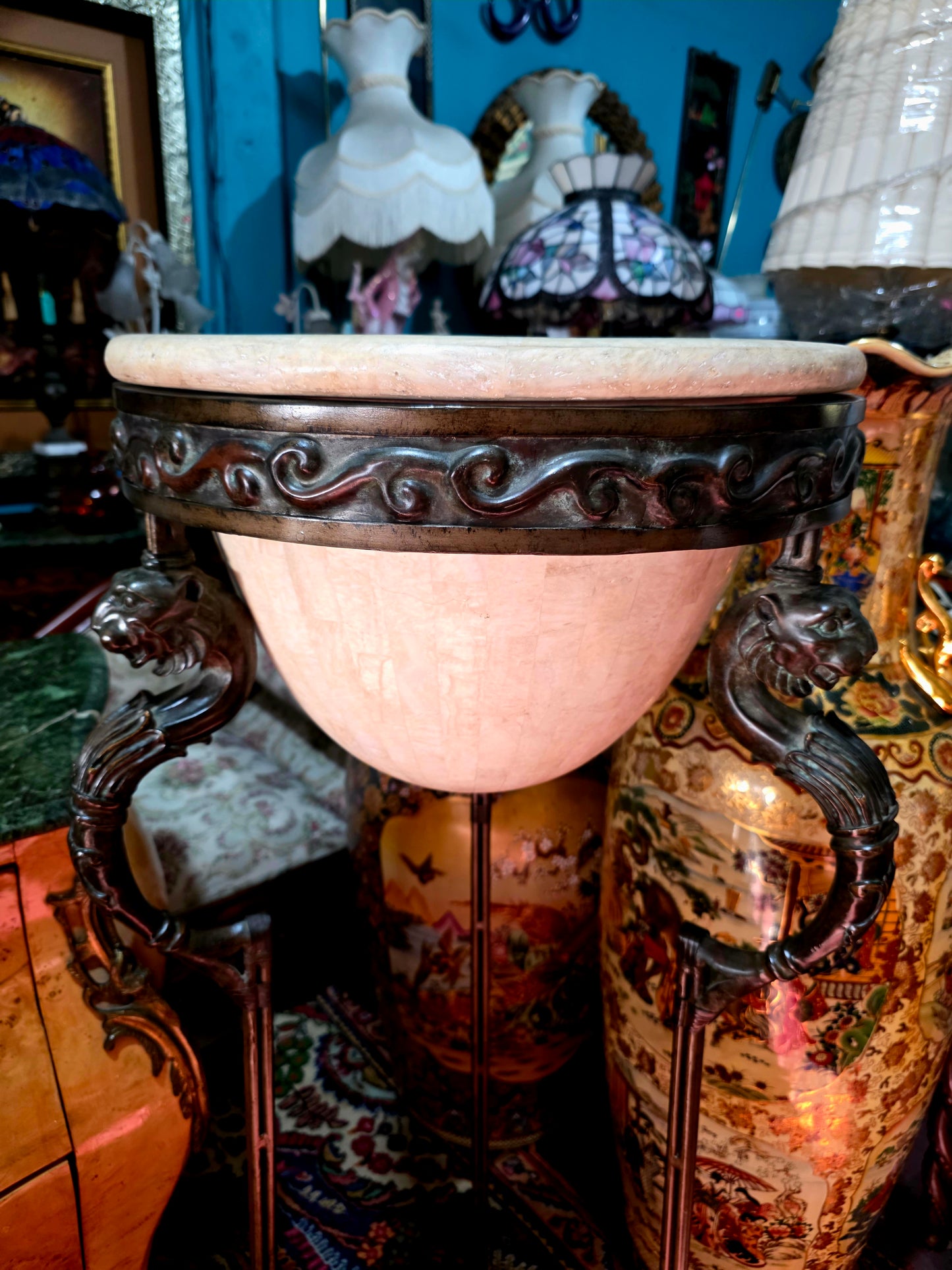 🎉Pedestal de bronce y alabastro de lujo🎉