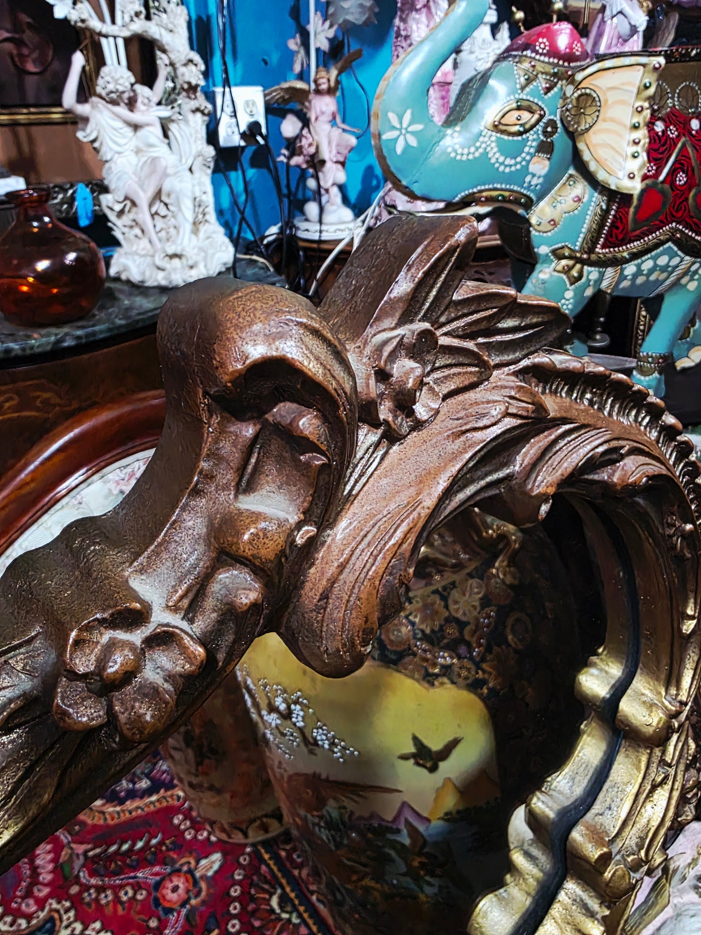 🩷Espejo Rococó con Relieve de Pareja Romántica – Tesoro Exclusivo en Rosarito Antiques 🩷