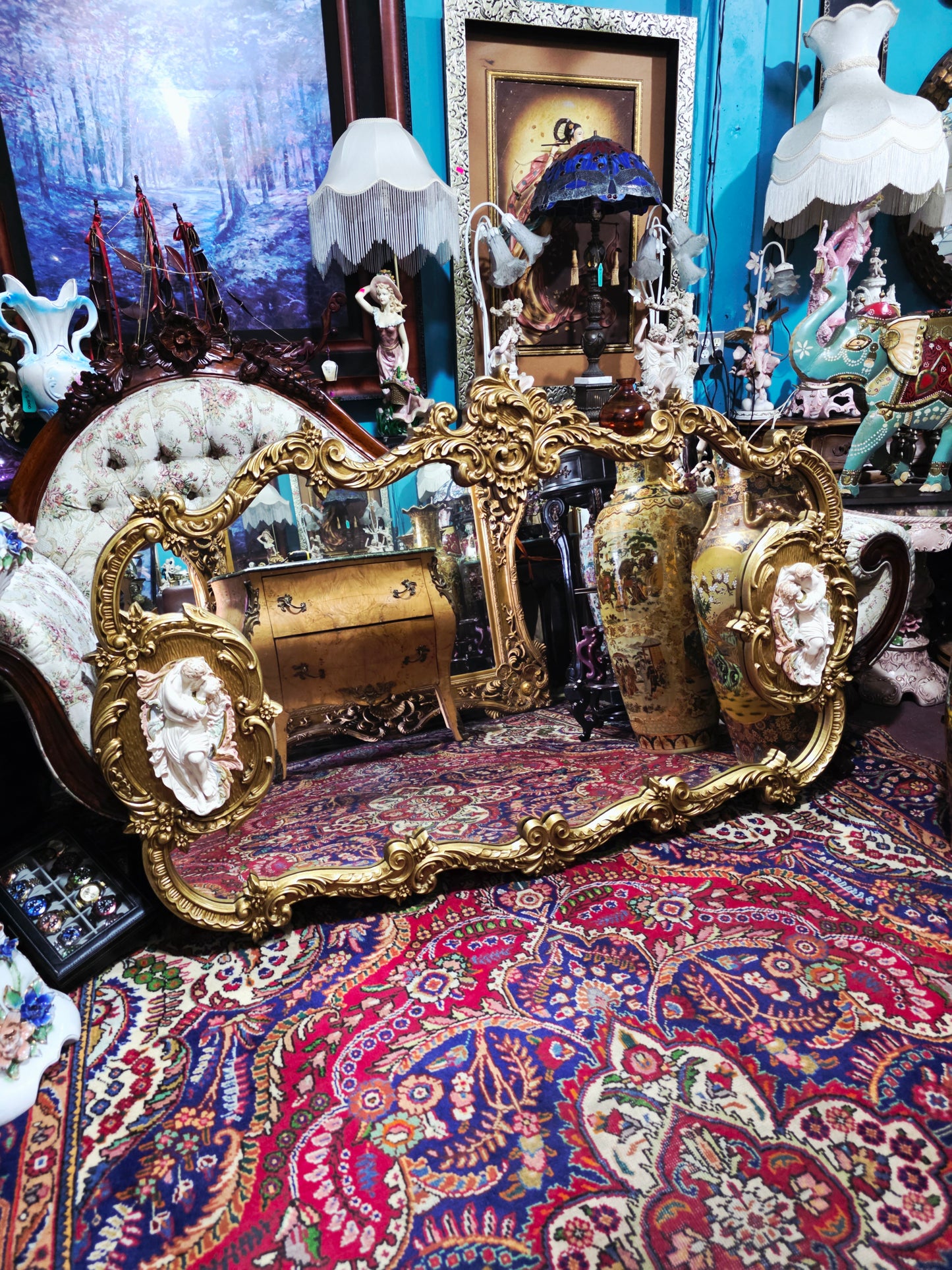 🩷Espejo Rococo Con Decoración de Romeo Y Julieta🩷