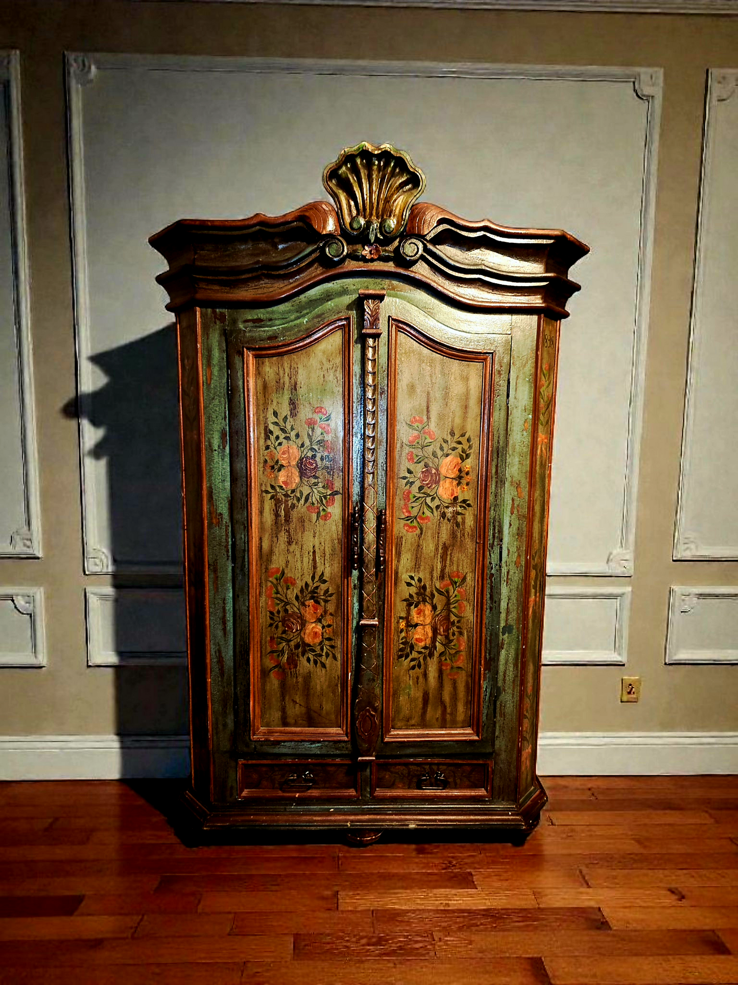 🌸 Polychrome Two-Door Wardrobe – Circa 1898, 127 Years of History 🎨