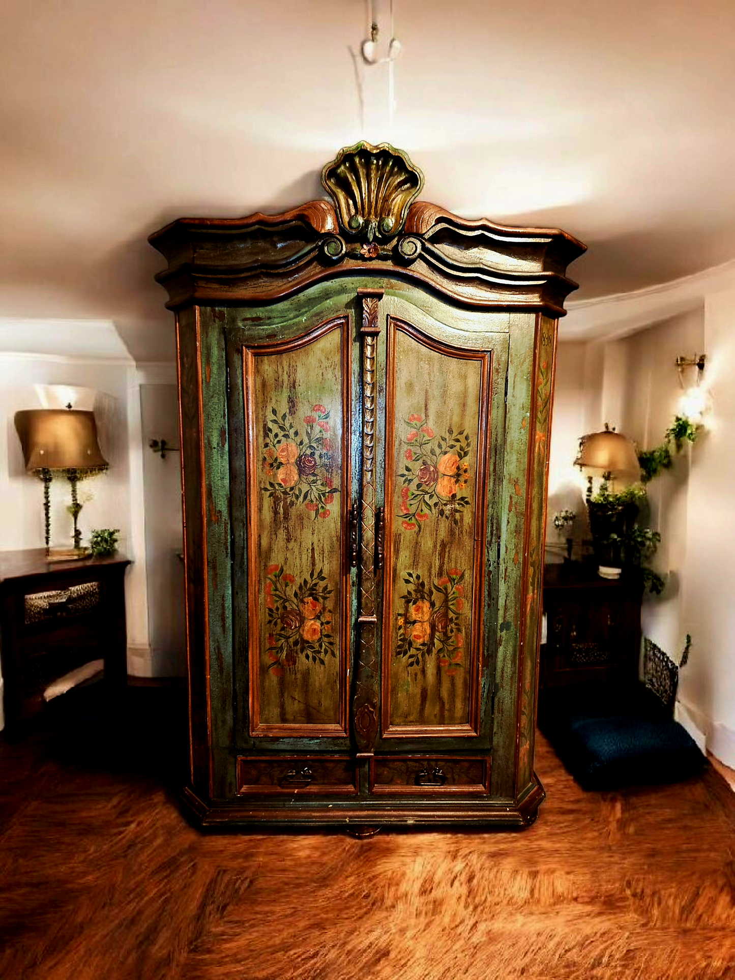 🌸 Polychrome Two-Door Wardrobe – Circa 1898, 127 Years of History 🎨