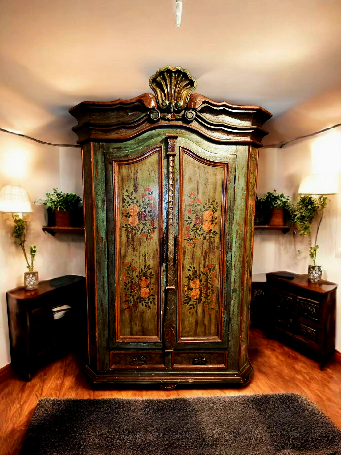🌸 Polychrome Two-Door Wardrobe – Circa 1898, 127 Years of History 🎨