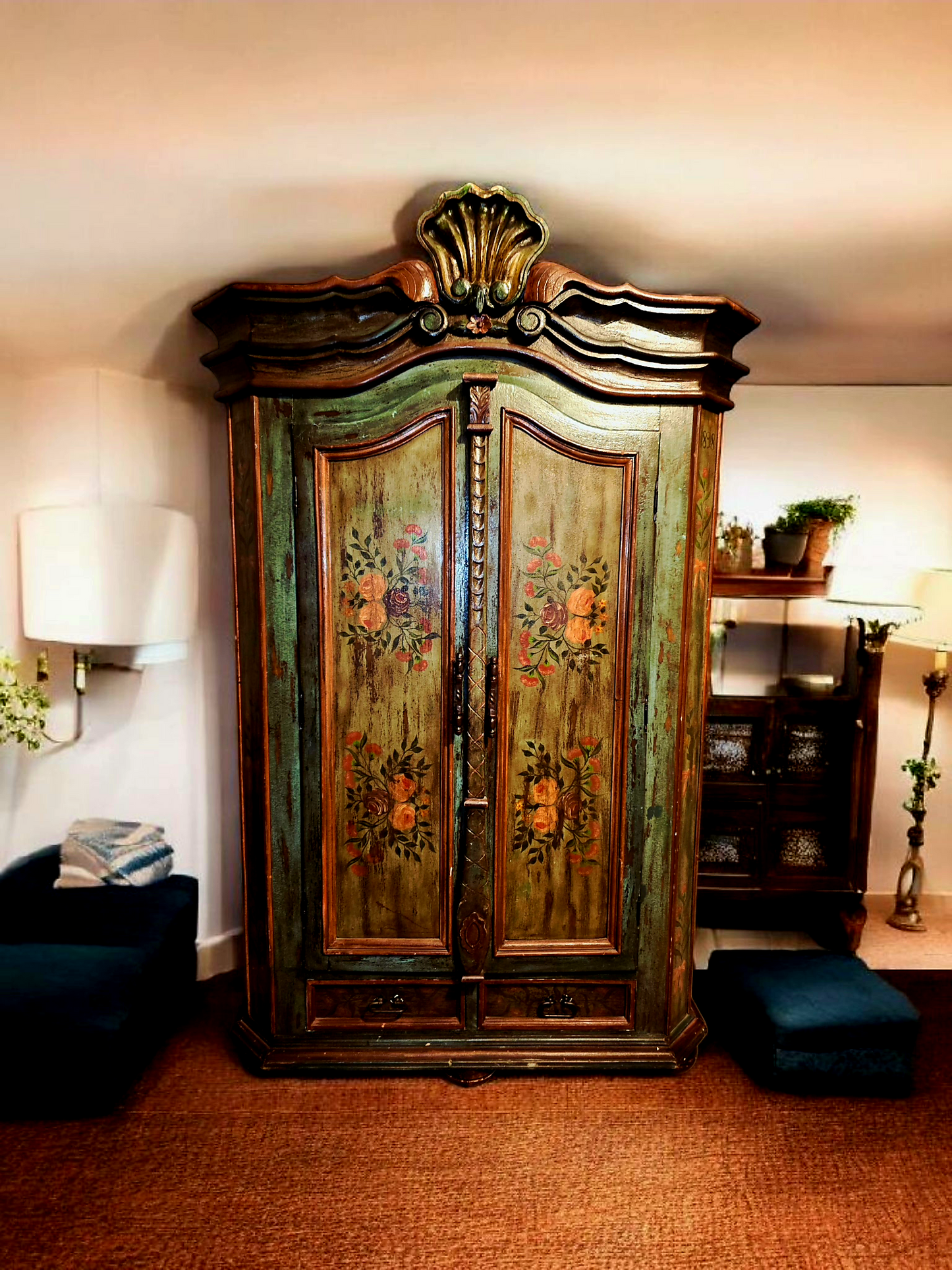 🌸 Polychrome Two-Door Wardrobe – Circa 1898, 127 Years of History 🎨