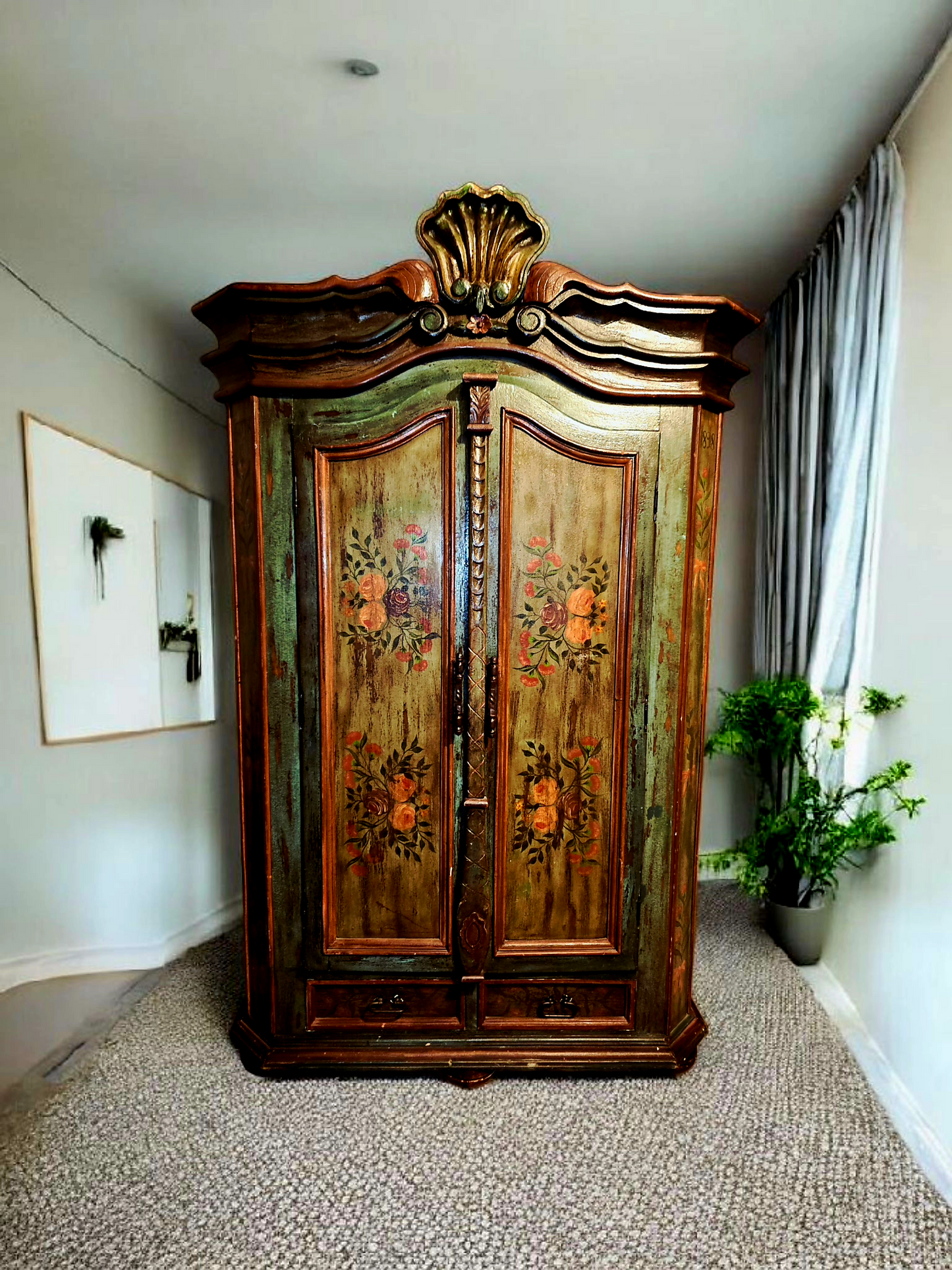 🌸 Polychrome Two-Door Wardrobe – Circa 1898, 127 Years of History 🎨