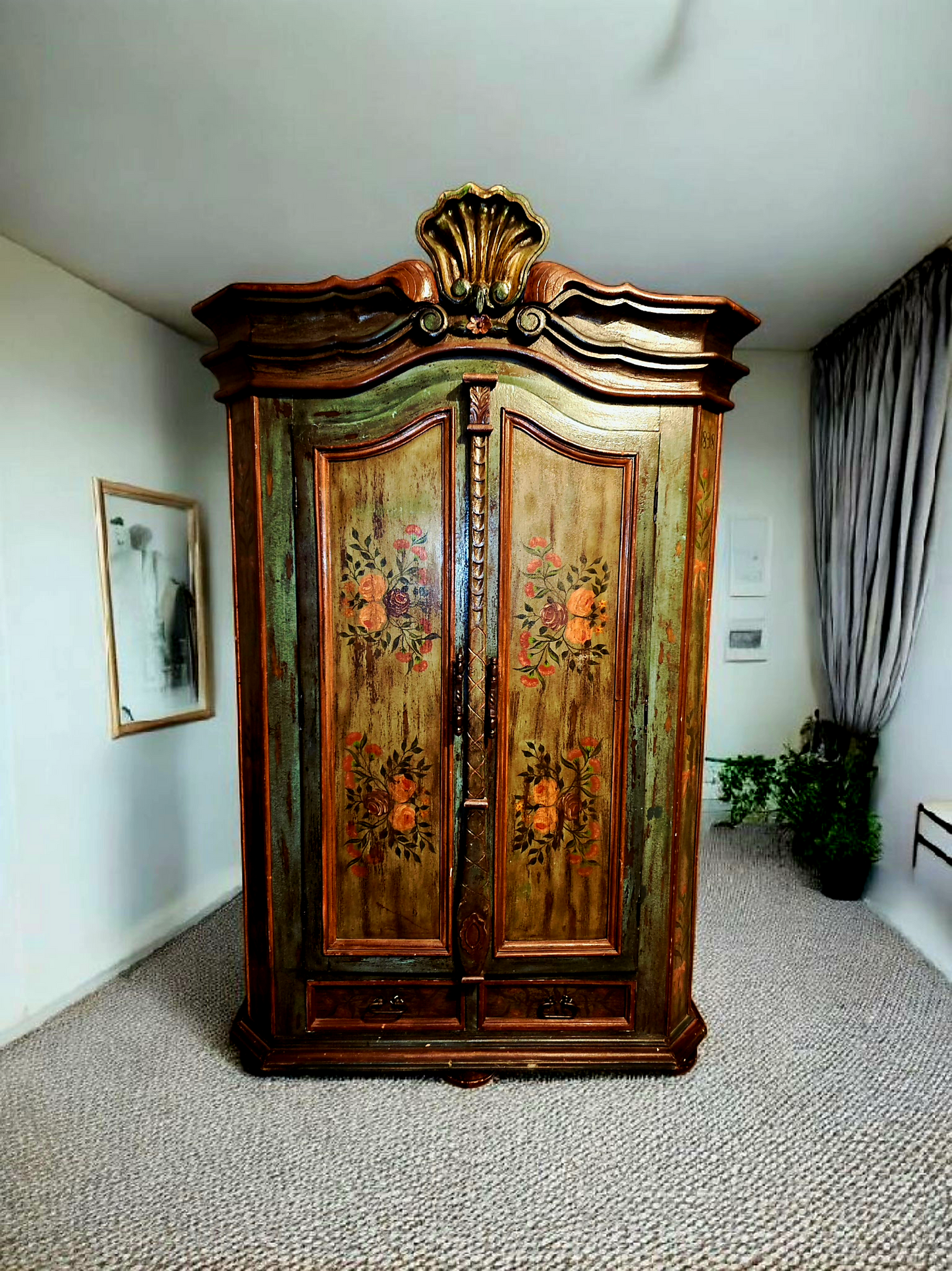 🌸 Polychrome Two-Door Wardrobe – Circa 1898, 127 Years of History 🎨