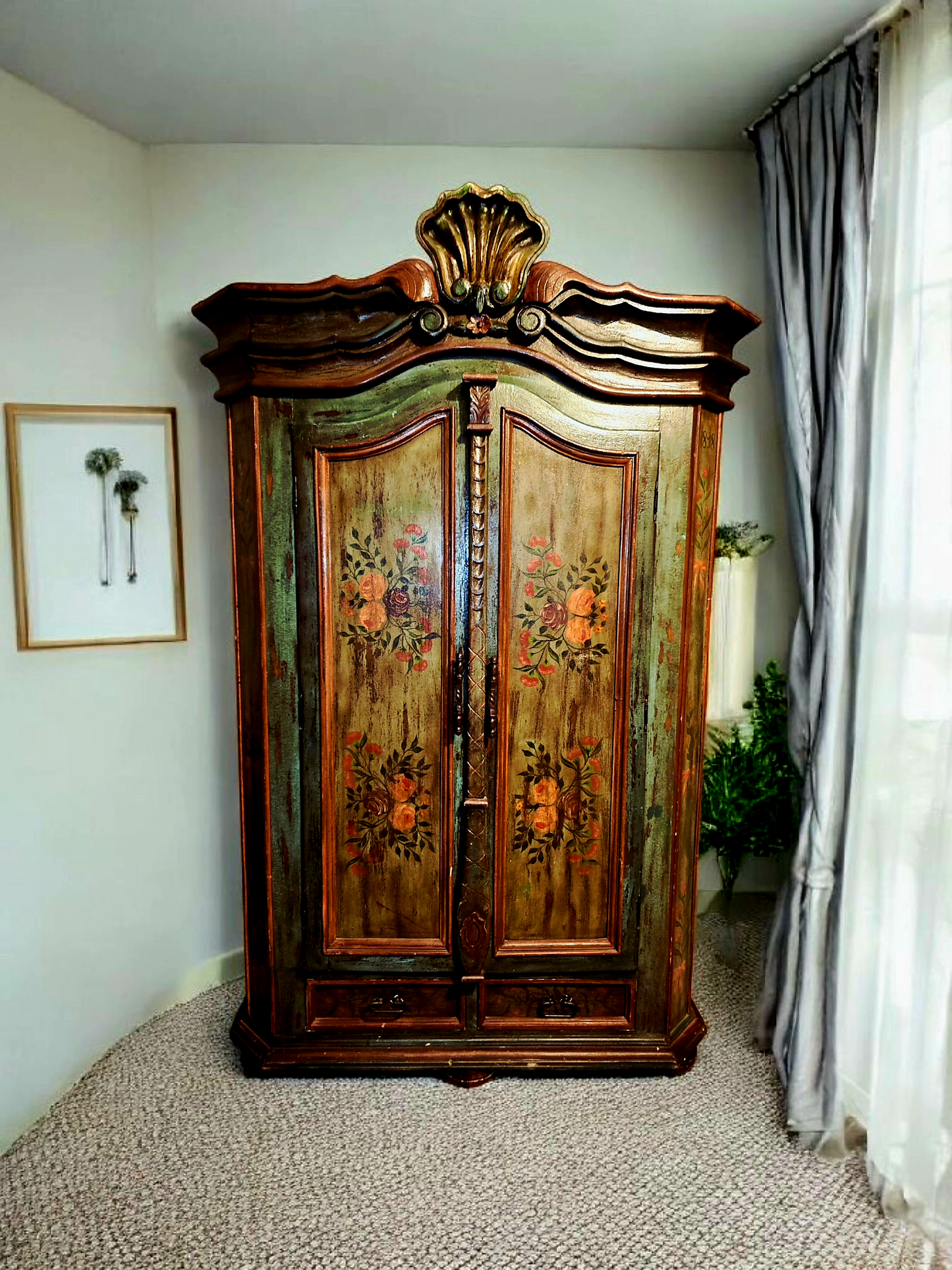 🌸 Polychrome Two-Door Wardrobe – Circa 1898, 127 Years of History 🎨
