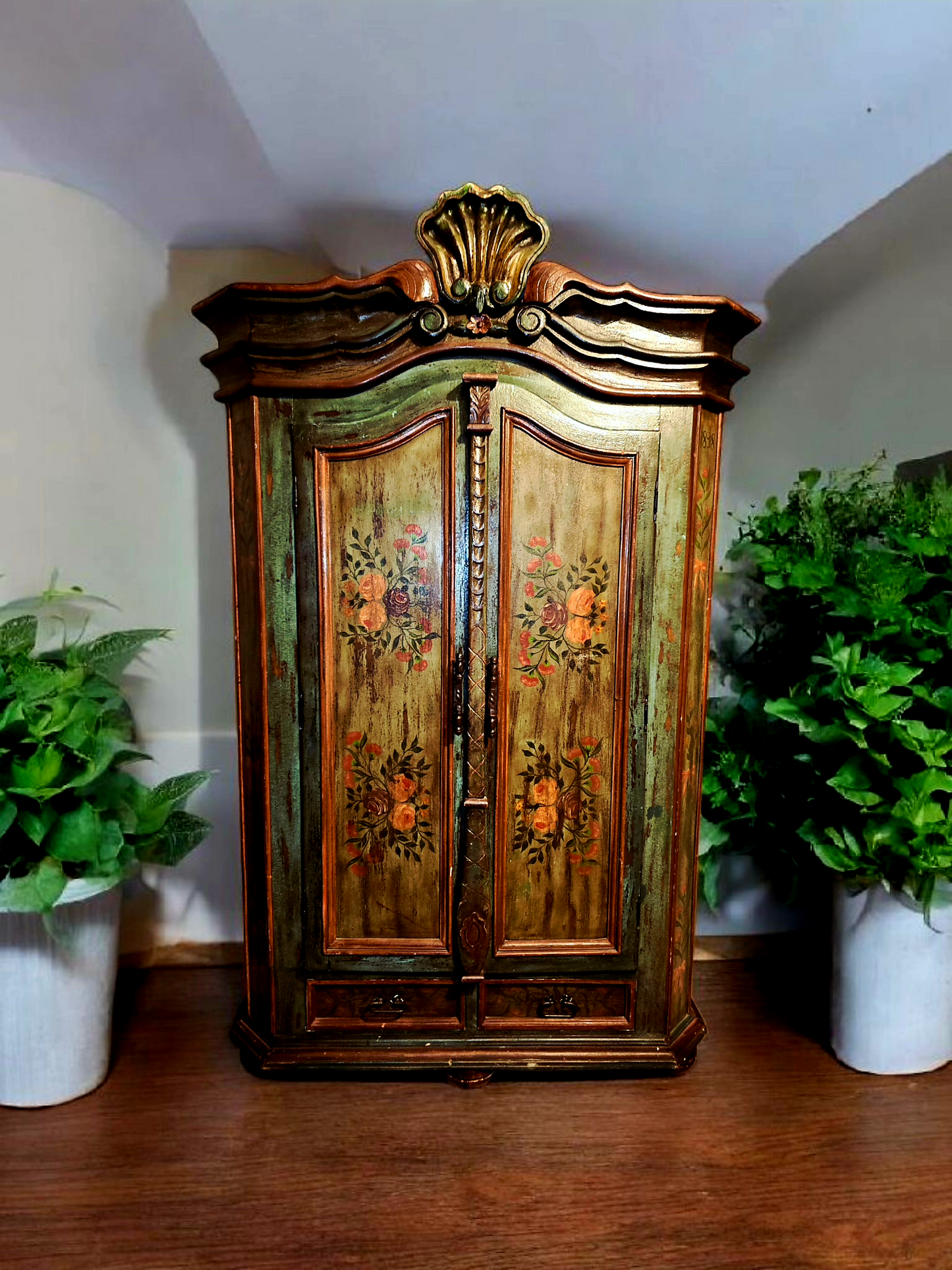 🌸 Polychrome Two-Door Wardrobe – Circa 1898, 127 Years of History 🎨