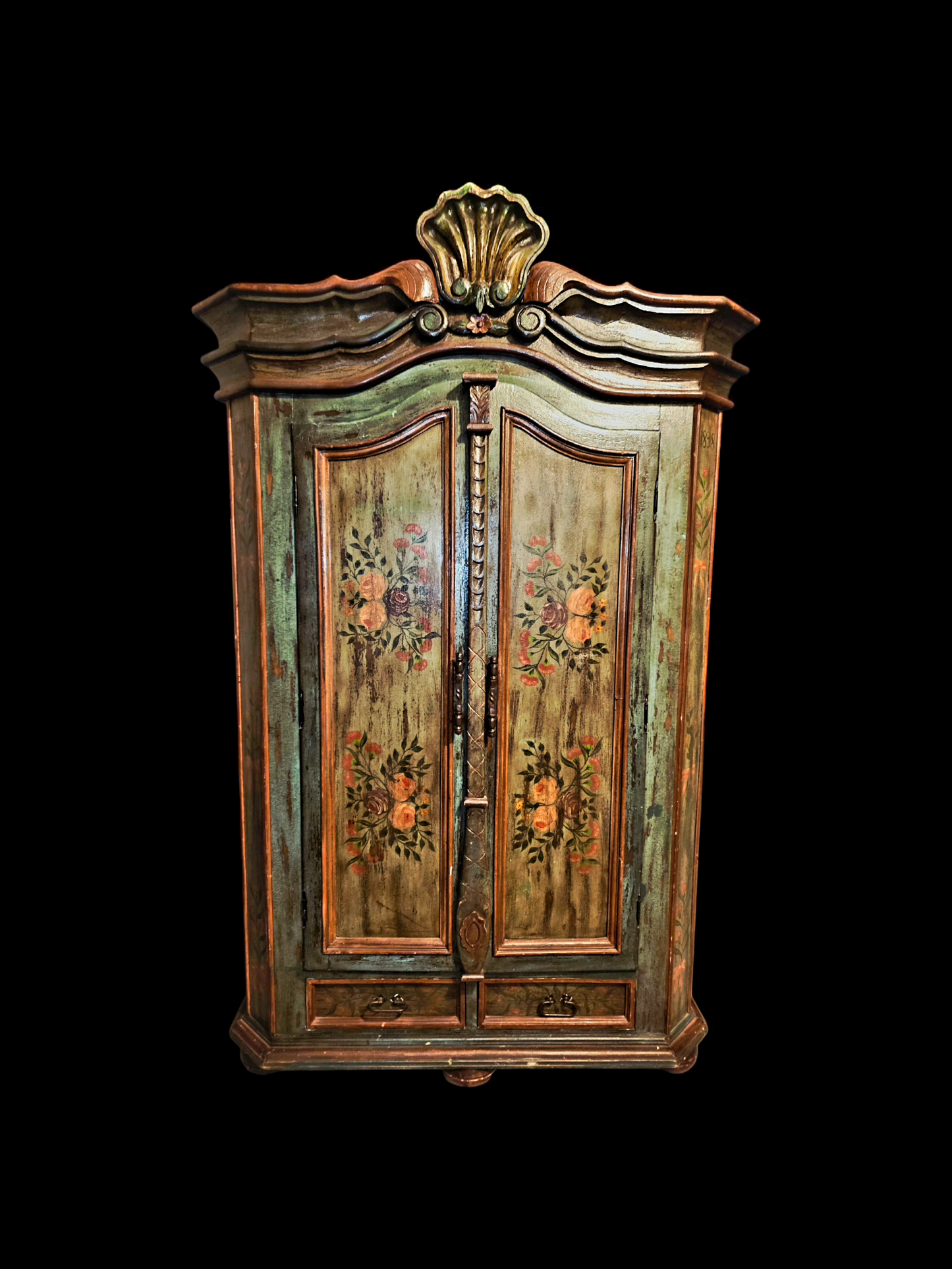 🌸 Polychrome Two-Door Wardrobe – Circa 1898, 127 Years of History 🎨
