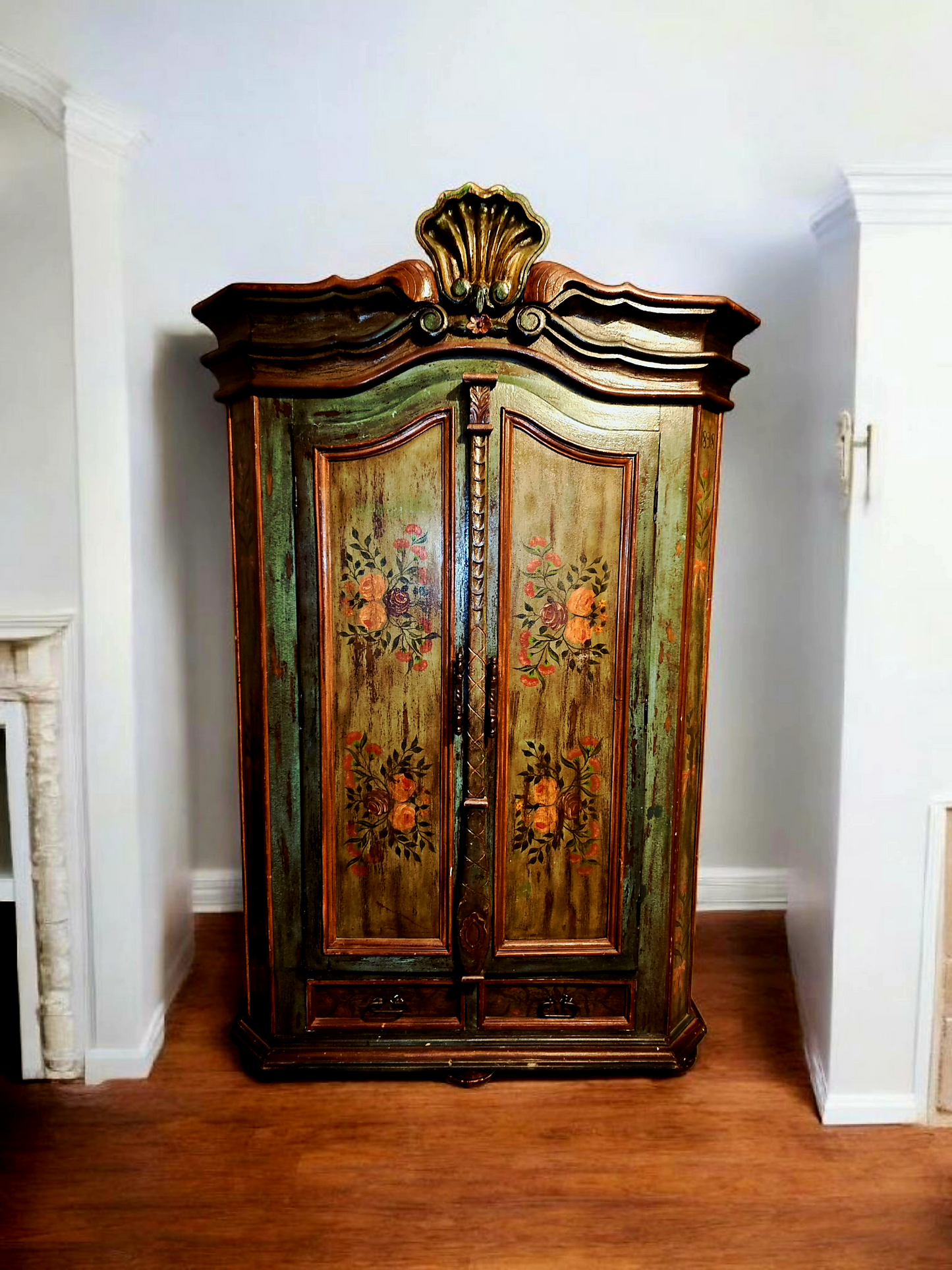 🌸 Polychrome Two-Door Wardrobe – Circa 1898, 127 Years of History 🎨