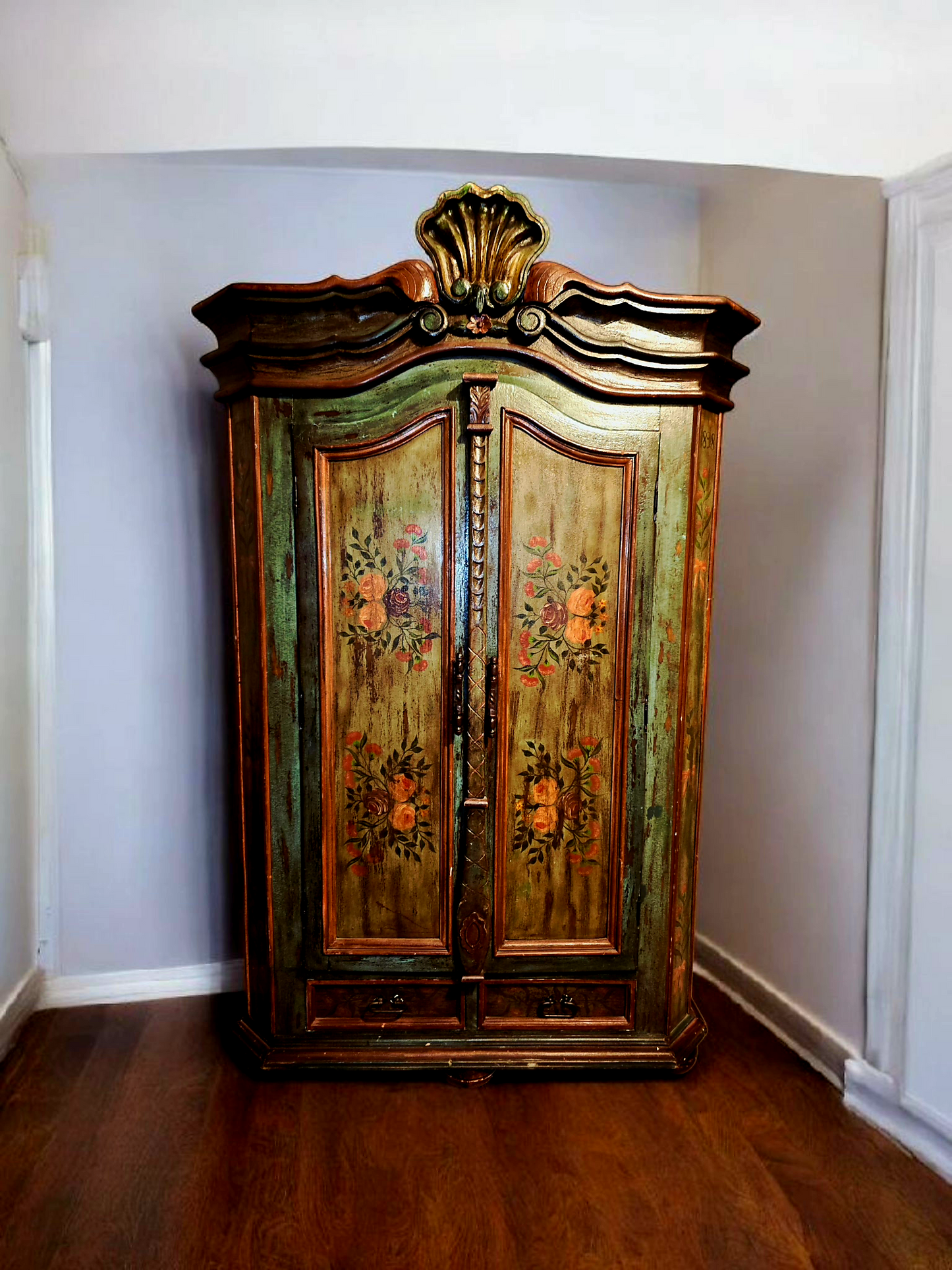 🌸 Polychrome Two-Door Wardrobe – Circa 1898, 127 Years of History 🎨