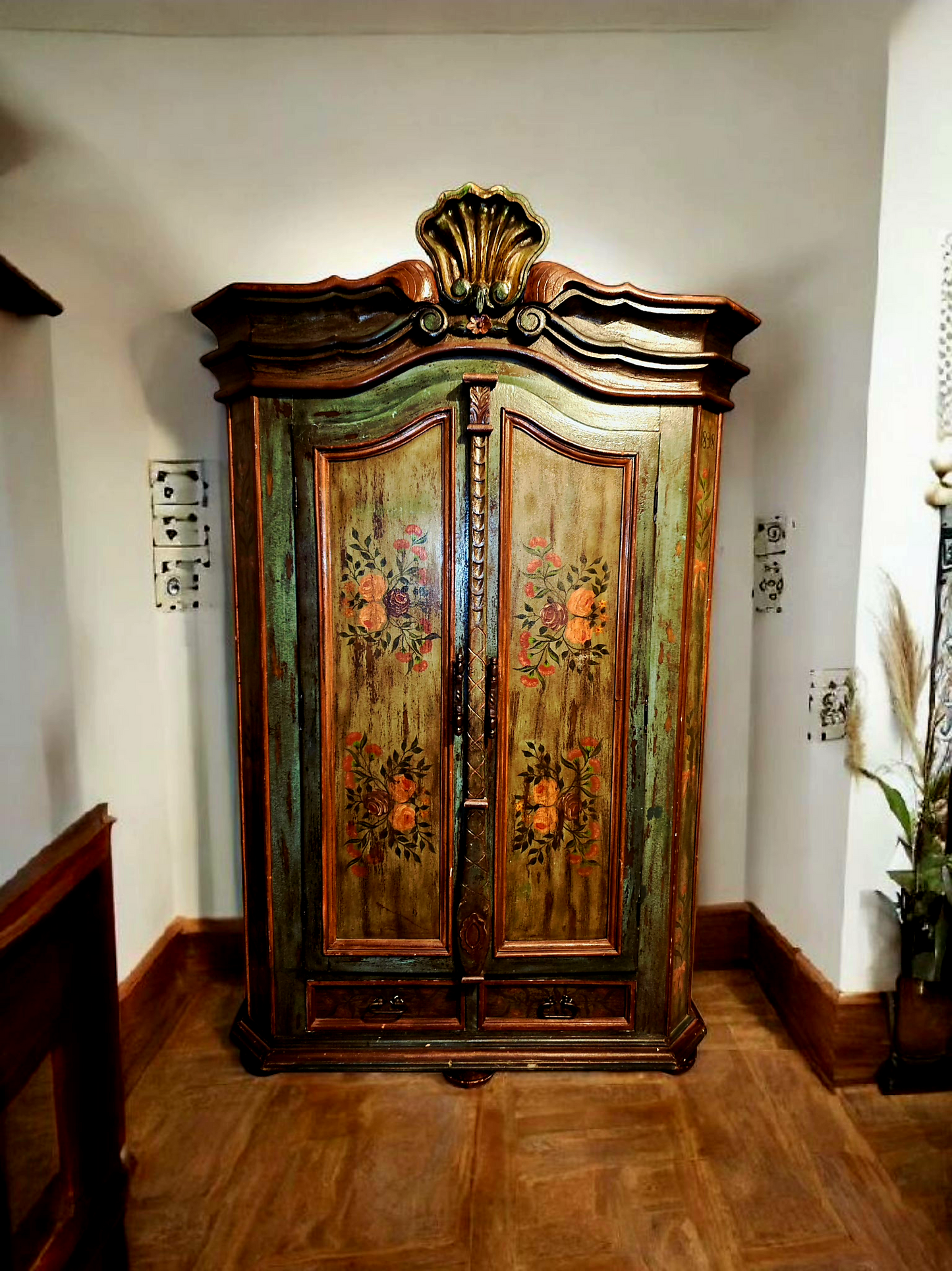 🌸 Polychrome Two-Door Wardrobe – Circa 1898, 127 Years of History 🎨