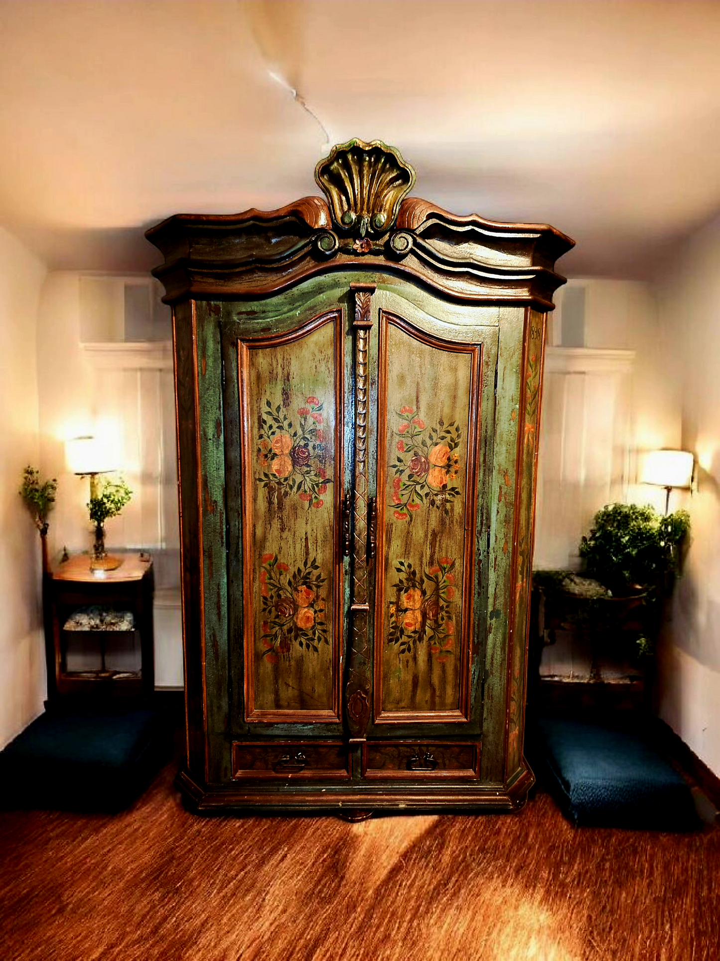 🌸 Polychrome Two-Door Wardrobe – Circa 1898, 127 Years of History 🎨