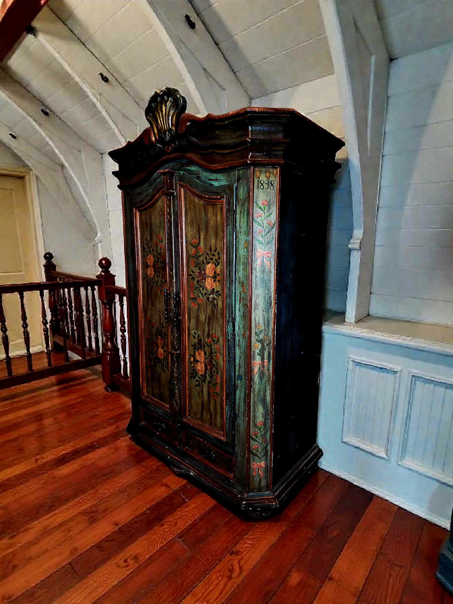 🌸 Polychrome Two-Door Wardrobe – Circa 1898, 127 Years of History 🎨