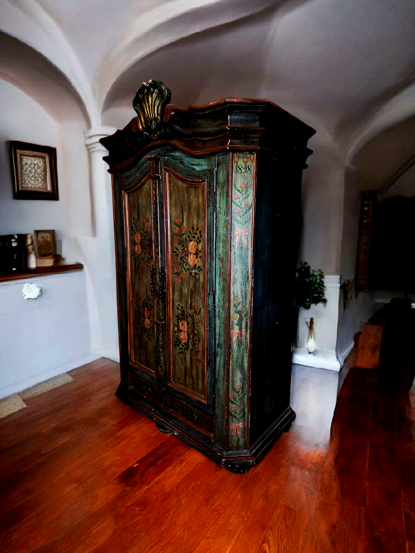 🌸 Polychrome Two-Door Wardrobe – Circa 1898, 127 Years of History 🎨