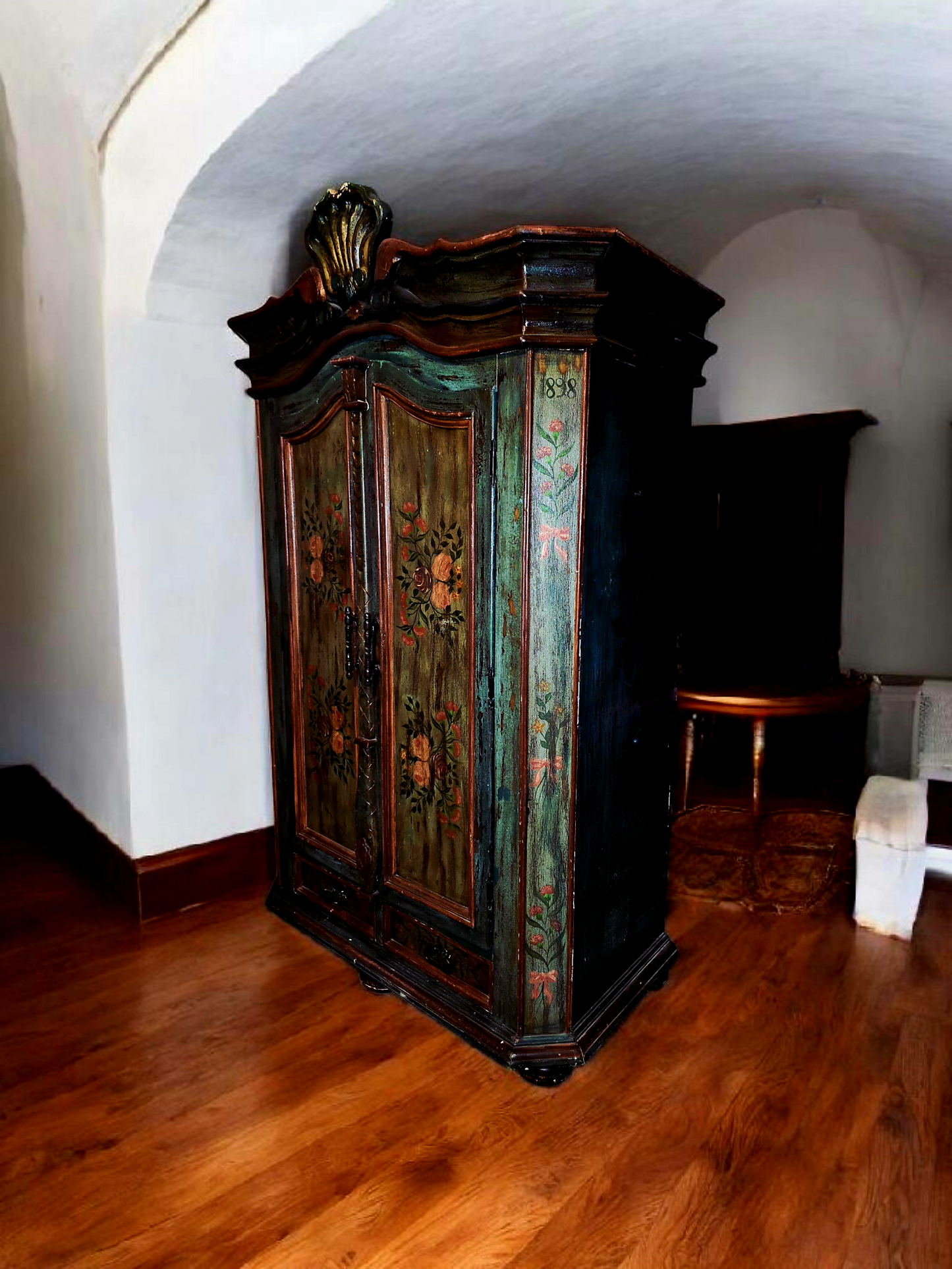🌸 Polychrome Two-Door Wardrobe – Circa 1898, 127 Years of History 🎨