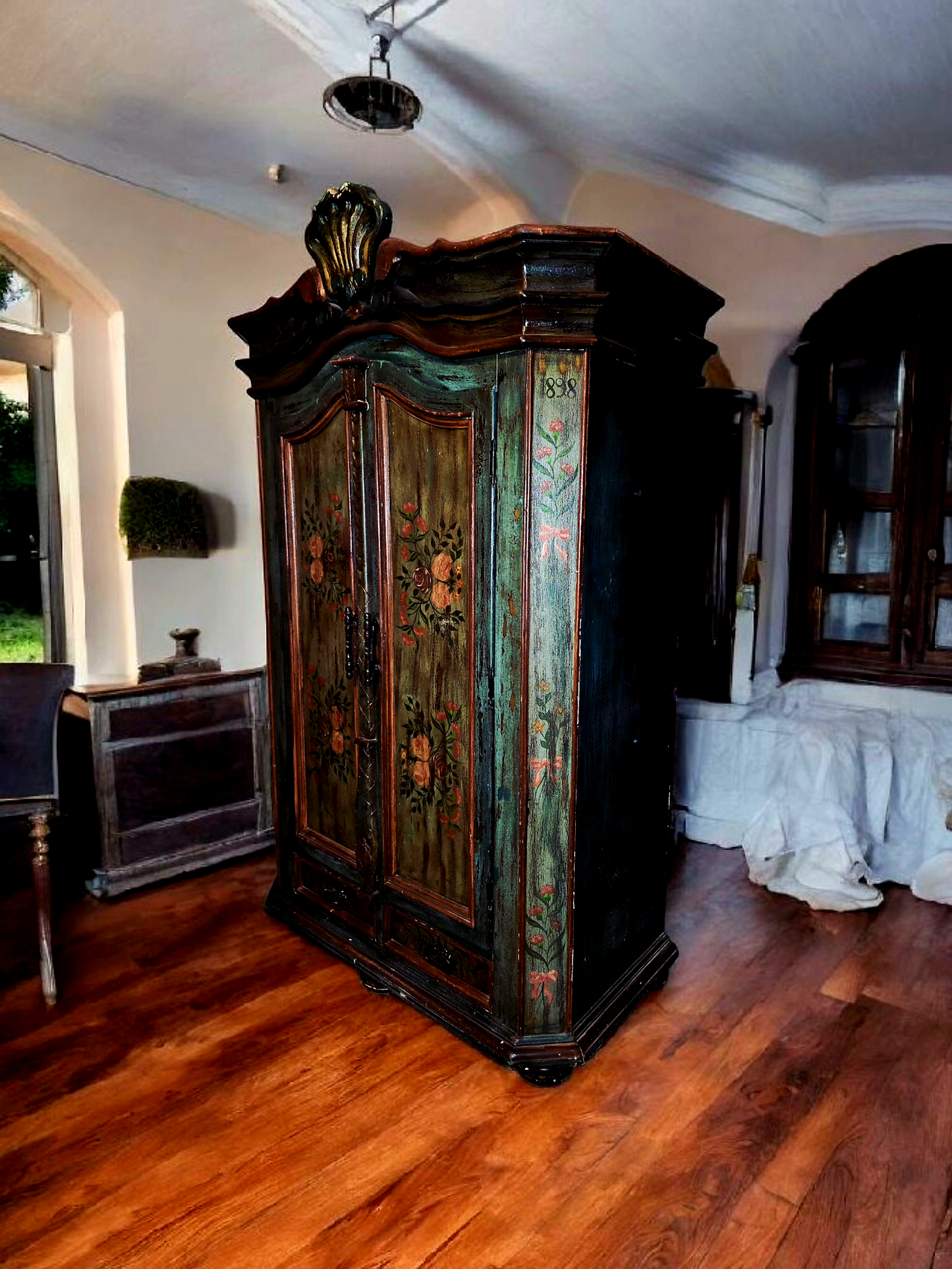 🌸 Polychrome Two-Door Wardrobe – Circa 1898, 127 Years of History 🎨